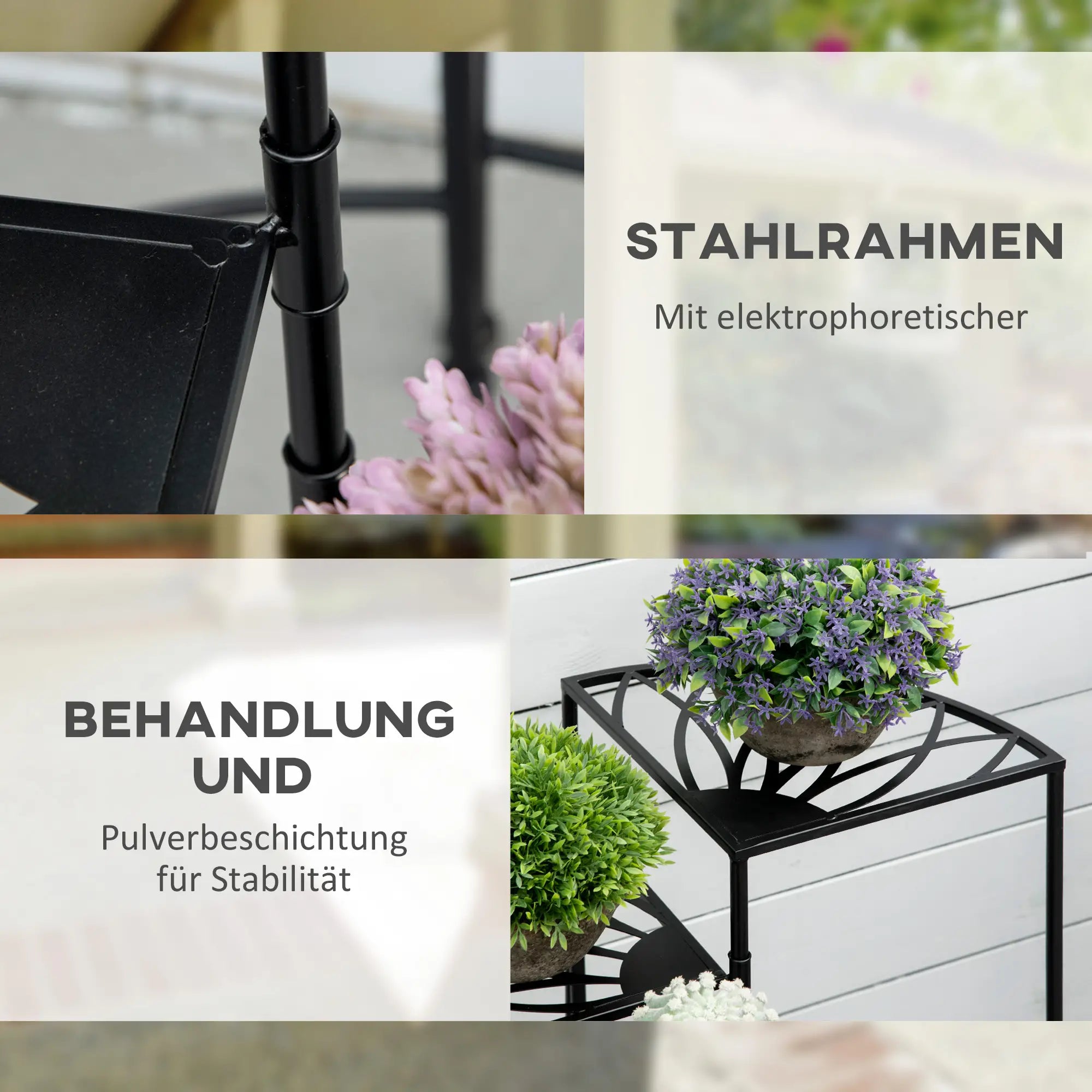 Outsunny 4-stufige Pflanzentreppe klappbar