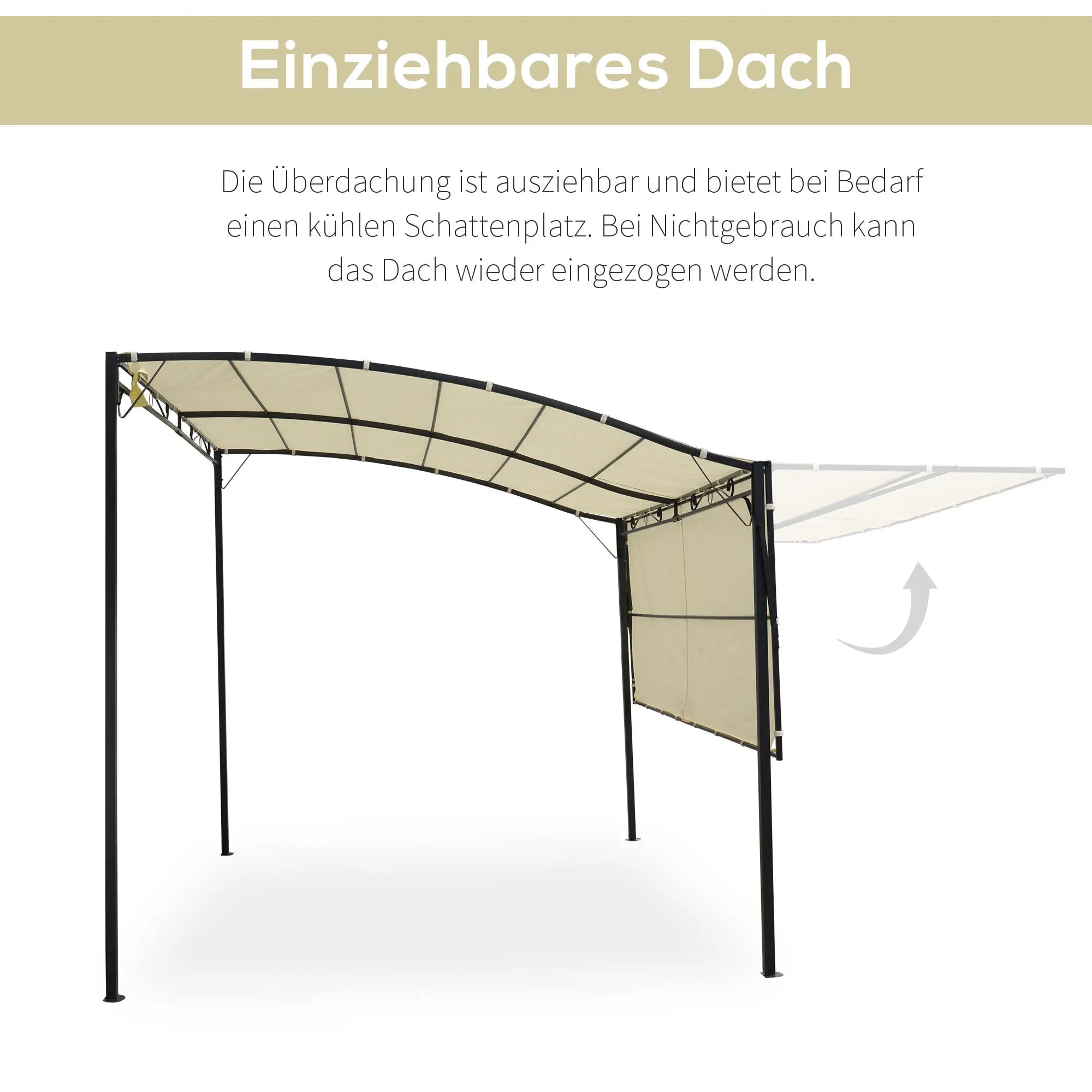 Outsunny gazebo, garden gazebo, awning, sun awning with folding side roof, UV protection, steel + polyester, cream white + black, 3 x 2.5 m | Aosom