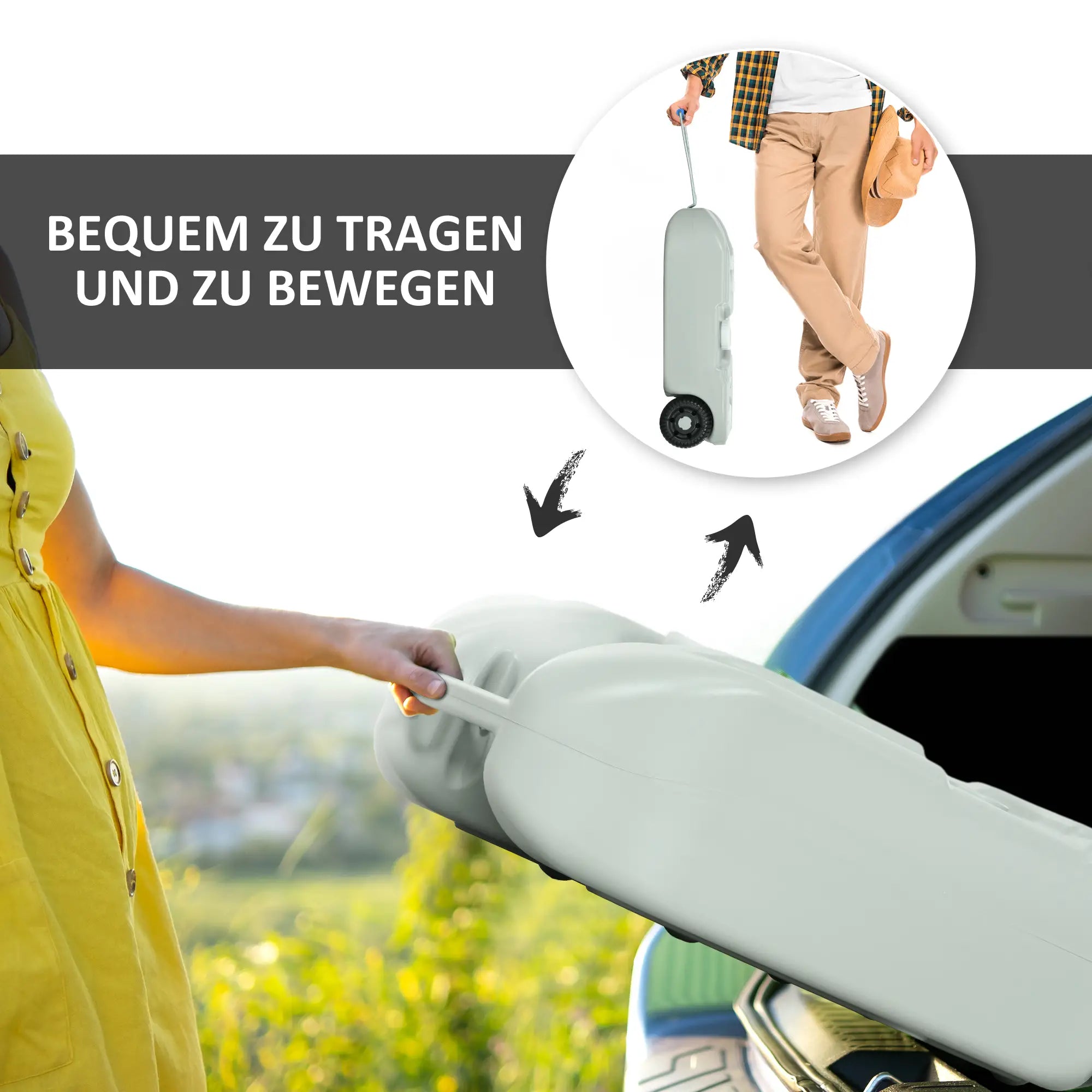 Outsunny Abwassertank Camping mit Rollen & schneller Entleerung