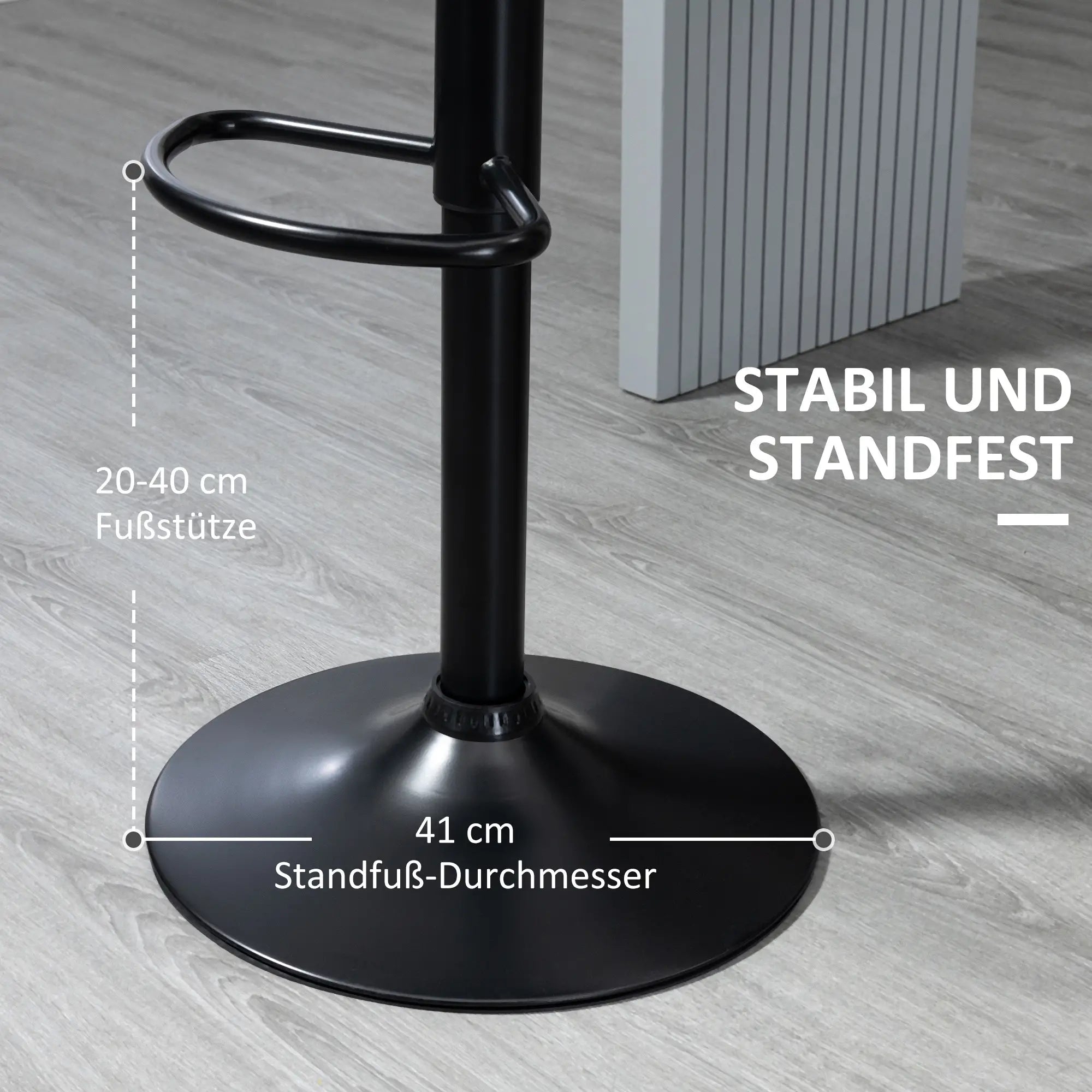 HOMCOM Barhocker Barstuhl 2-er Set höhenverstellbar 48,5 x 55,5 x 90-110 cm Kunstleder+Stahl Schwarz