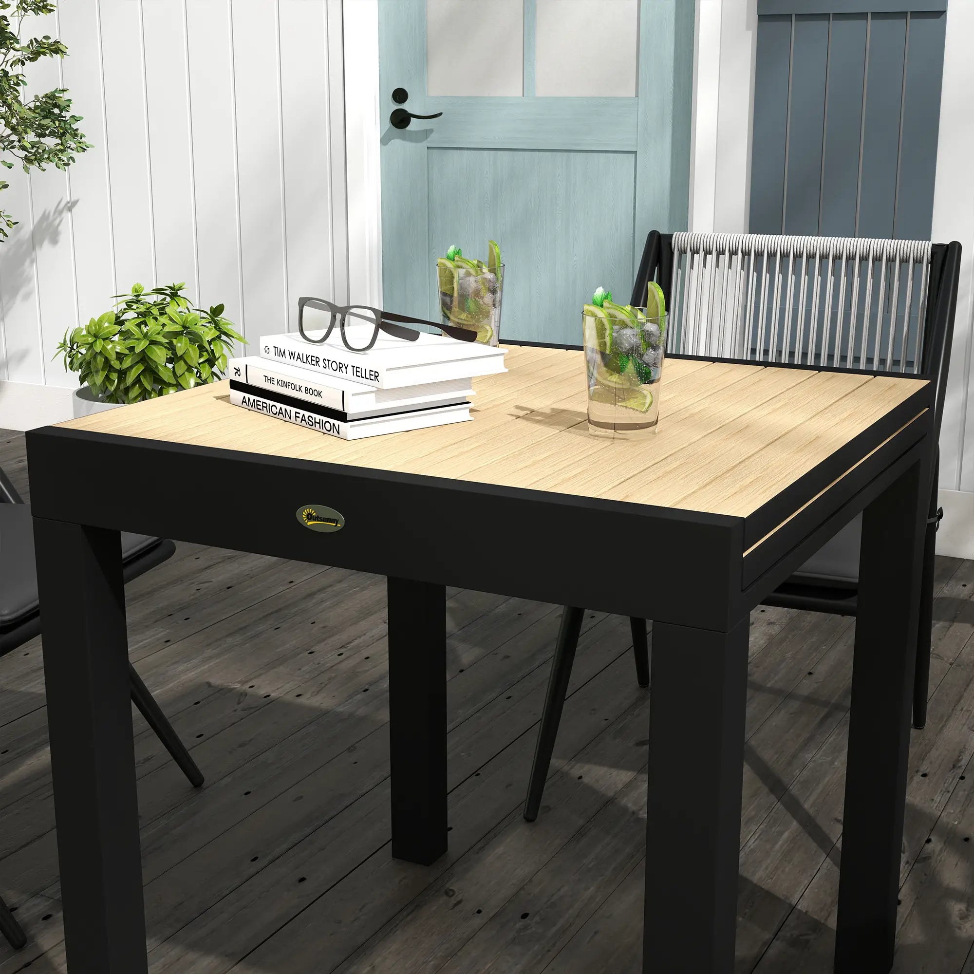 Outsunny Esstisch 81/162×80 cm Gelb