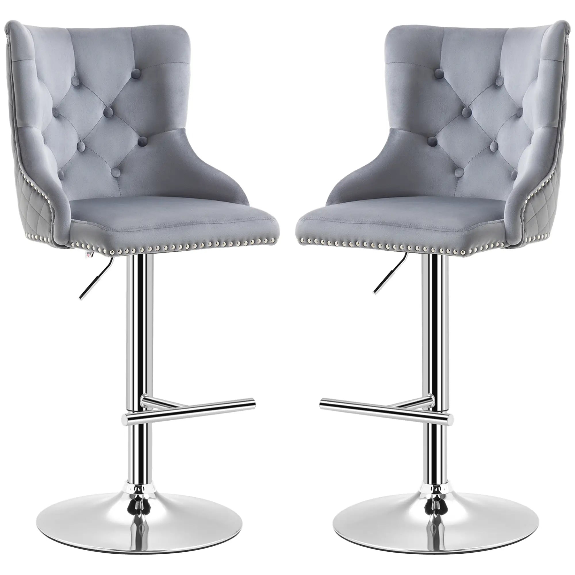 HOMCOM Barhocker 2er-Set höhenverstellbar drehbar Tufting