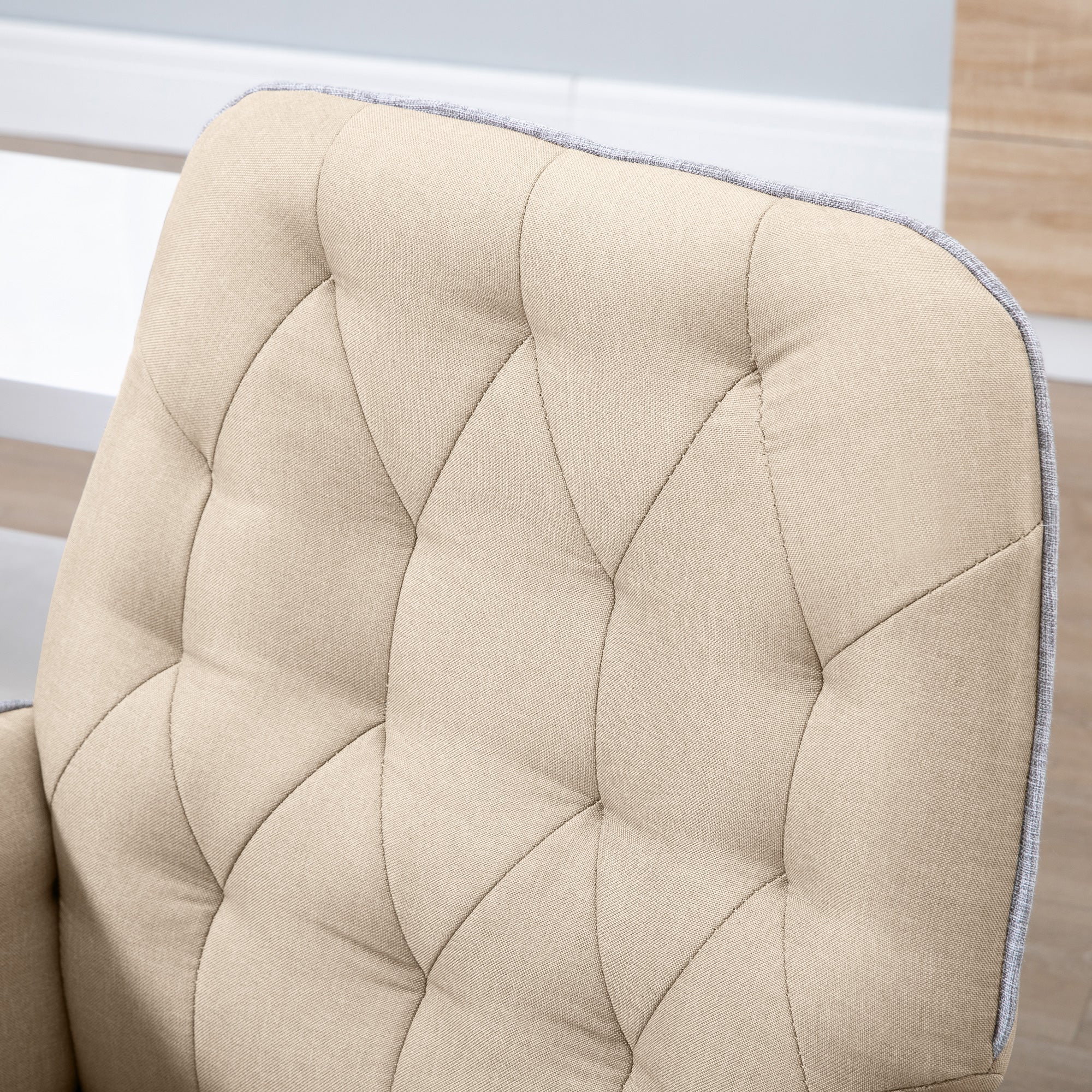 Vinsetto Bürostuhl mit Wippfunktion Drehstuhl Home-Office-Stuhl höhenverstellbarer Schreibtischstuhl Computerstuhl Arbeitsstuhl mit Armen 360°-Drehräder Schaumstoff Beige 66 x 69 x 89,5-97 cm