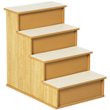 PawHut Haustiertreppe, für Hunde/Katzen, 4-stufig, Kurzplüsch, bis 30 kg, 40 x 59 x 54,2 cm, Natur, 40cm x 59cm x 54,2cm