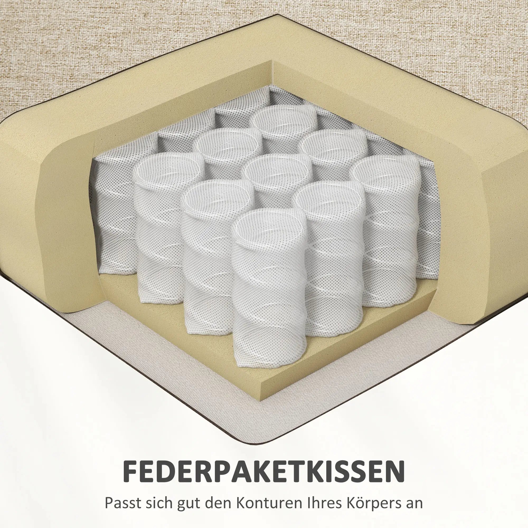 HOMCOM 2-Sitzer Sofa bequeme Polsterung abnehmbare Kissen Beige