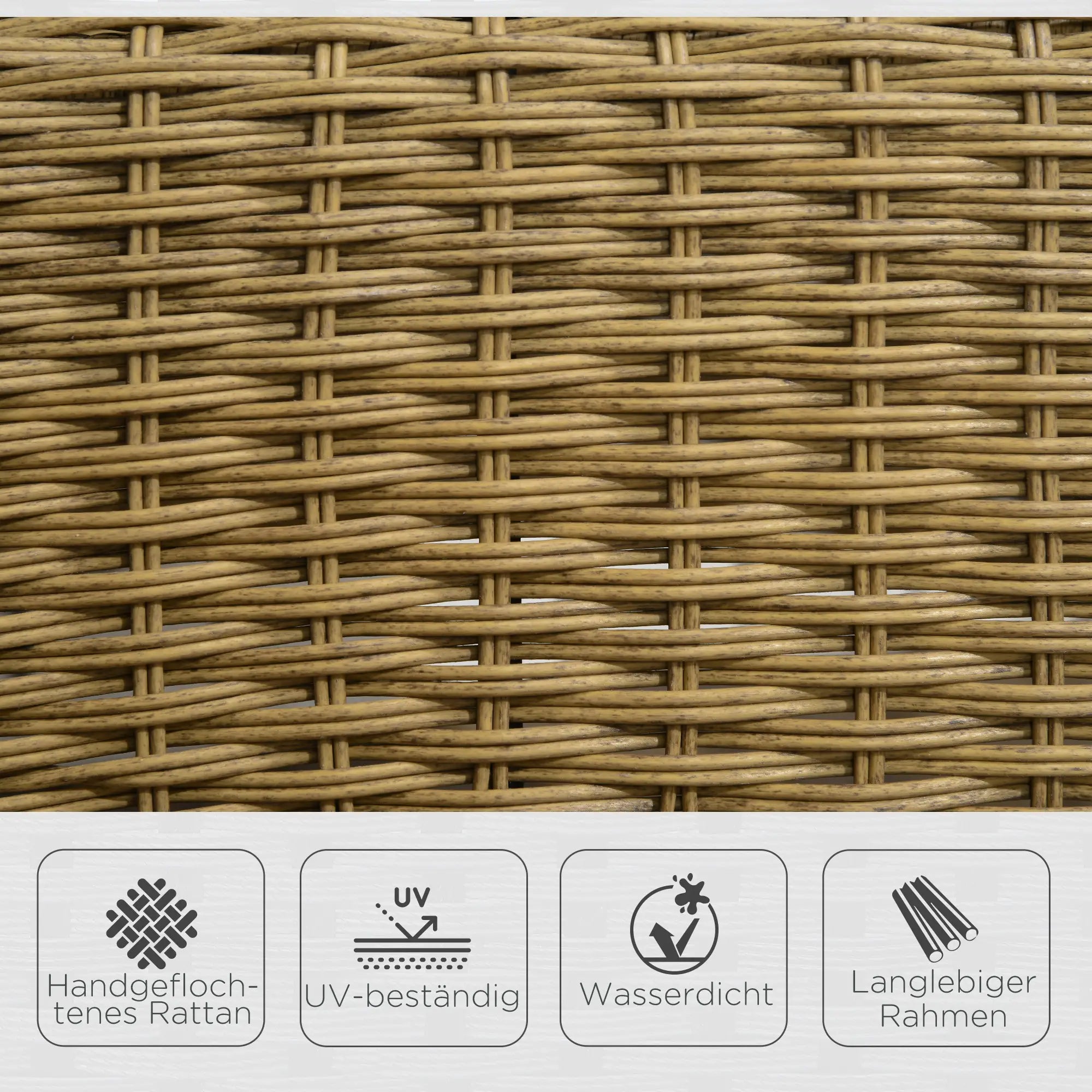 Outsunny Rattan Schaukelstuhl Boho-Stil Outdoor gemütliche Polster