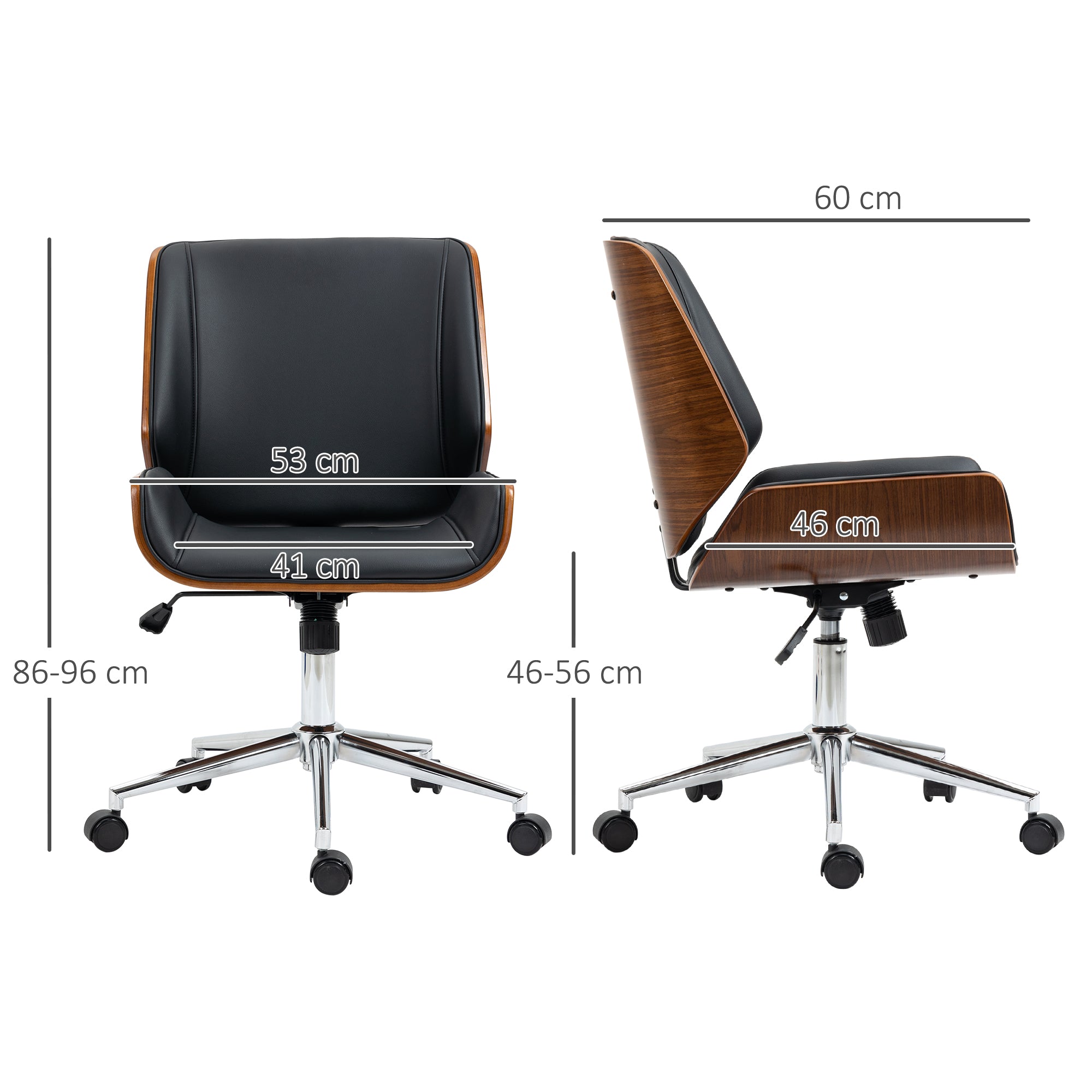 Vinsetto Schreibtischstuhl Computerstuhl, Wippfunktion, höhenverstellbar, Schwarz + Silber