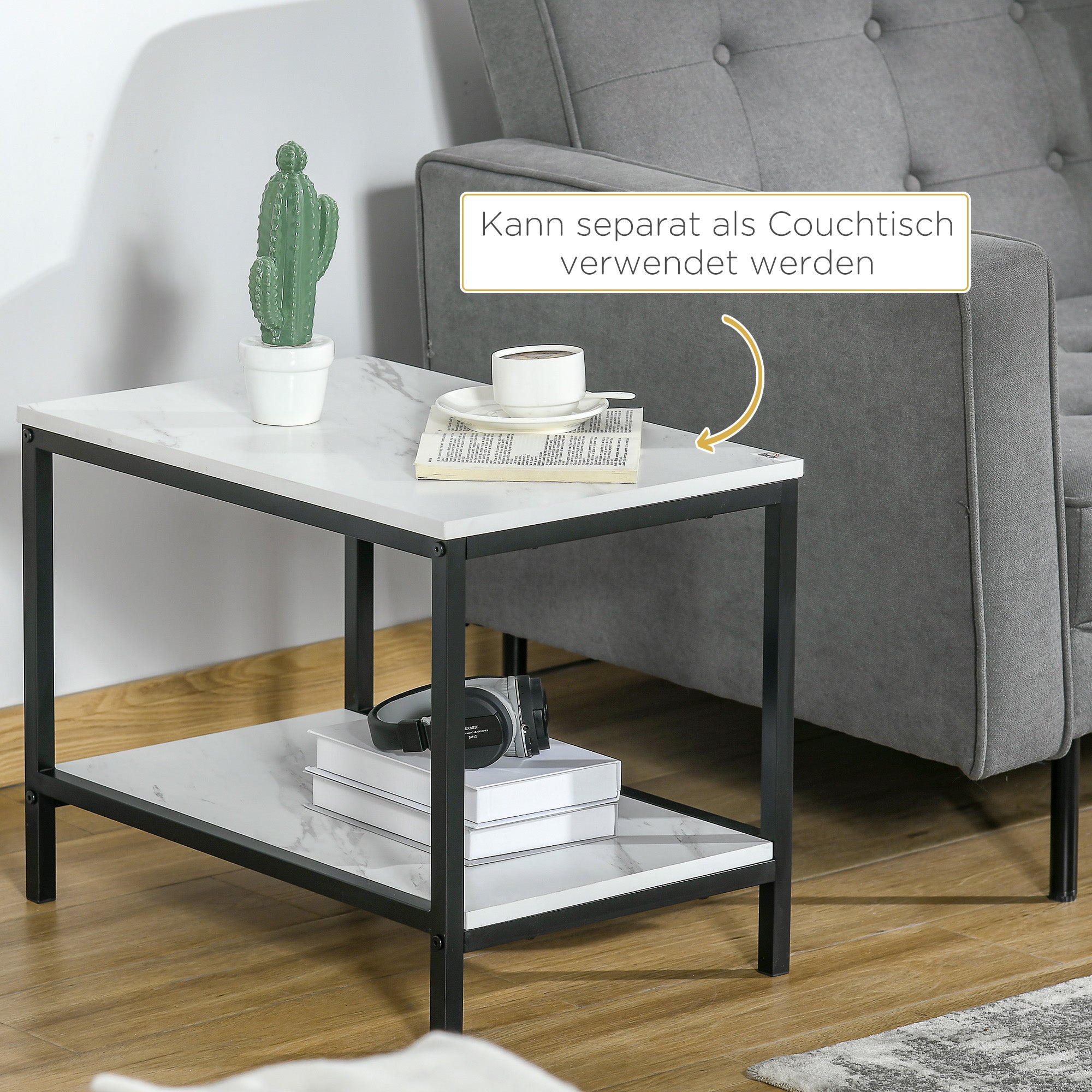 HOMCOM Satztisch-Set, pflegeleichte Oberflächen, Stahlgestell, Weiß/Schwarz