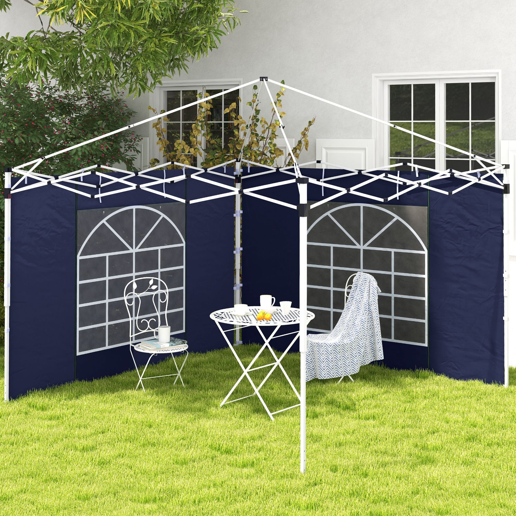 2 Pavillon-Seitenwände mit Tür & Fenster, Blau