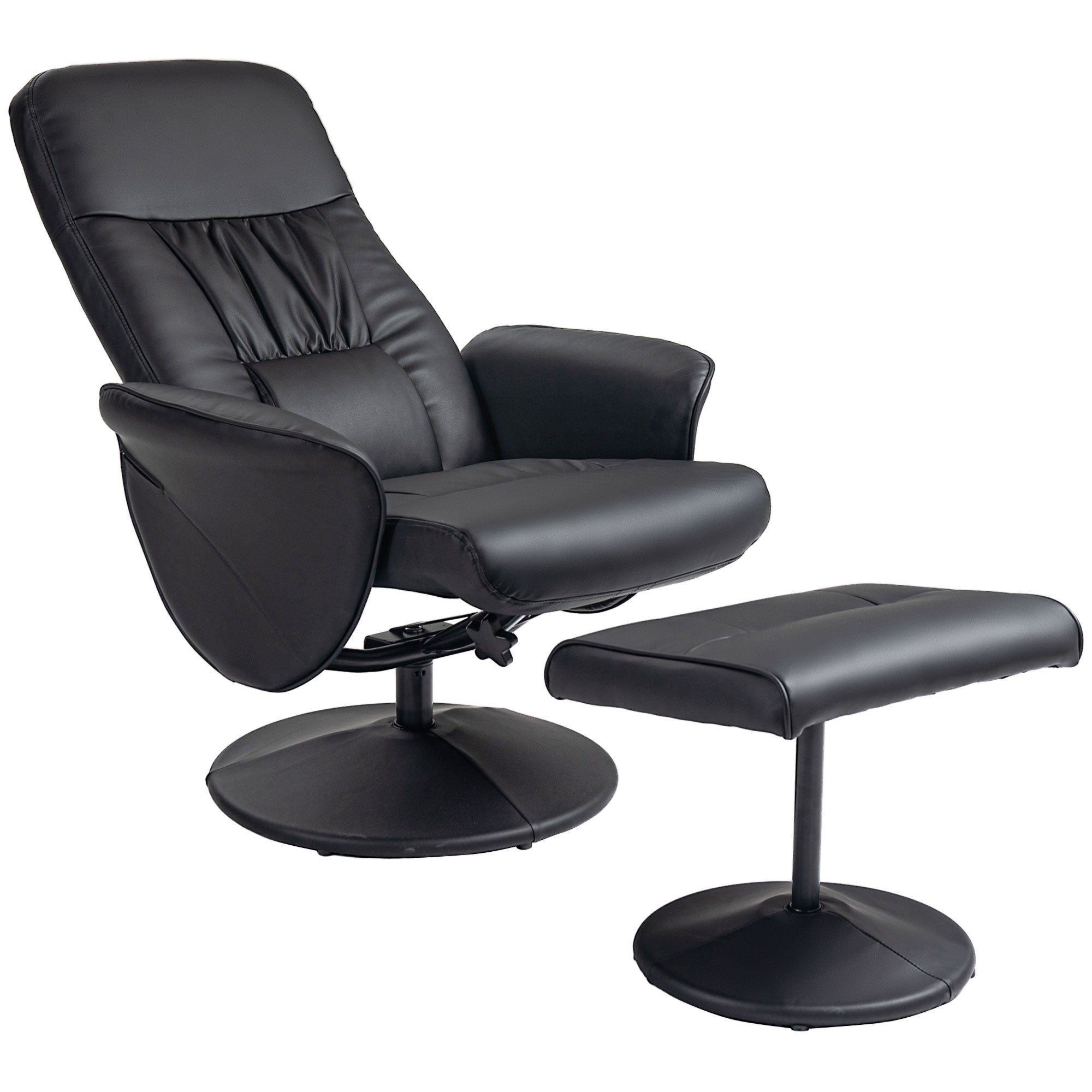 HOMCOM 2-teiliges Sessel-Set Sessel mit Fußhocker Relaxsessel mit Fußhocker, höhenverstellbar, neigbare Rückenlehne, Schwarz