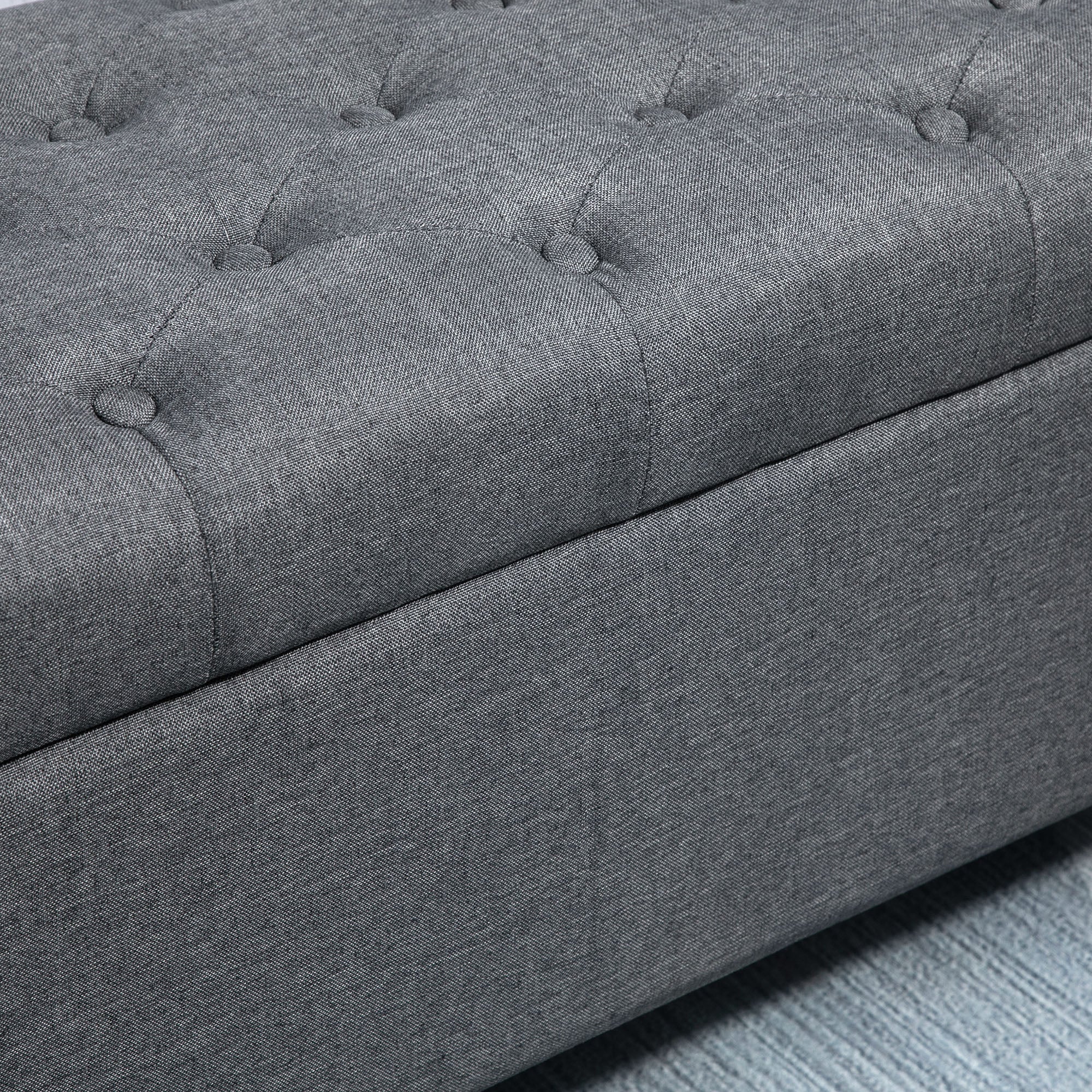 HOMCOM Sitzbank Polsterbank mit Stauraum Truhenbank Flur Schlafzimmer Wohnzimmer leinenartiges Polyester Gummiholz Dunkelgrau 100 x 40 x 44 cm