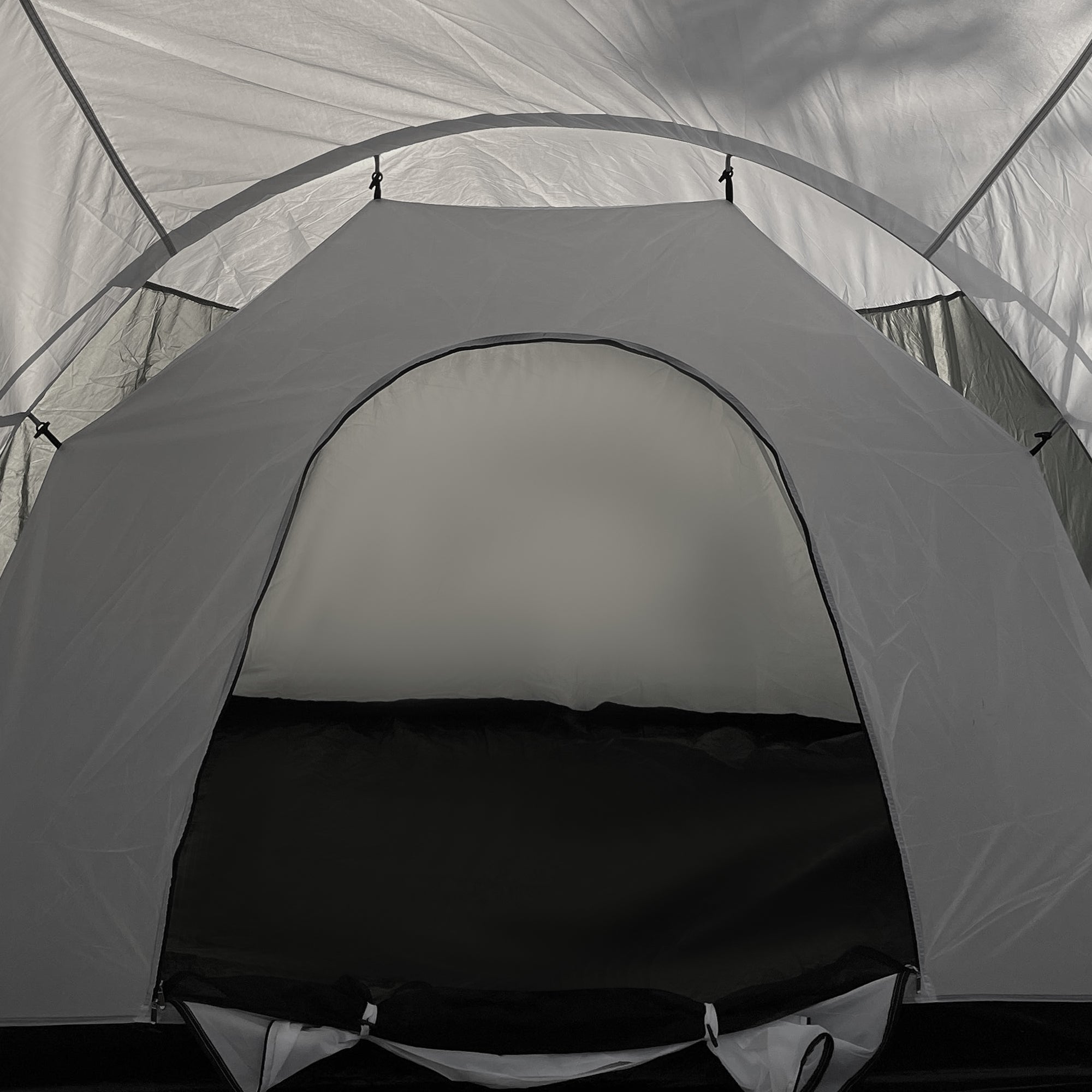 Outsunny Campingzelt für 6-9 Personen, 4 Räume, Vorzelt, wasserdicht, 615x 615x225cm, Grau