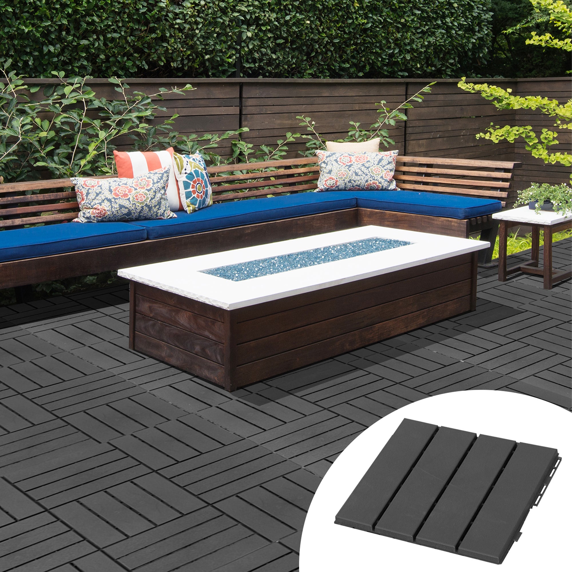 Outsunny Terrassenfliesen Klickfliesen Outdoor Holzoptik umweltfreundlich