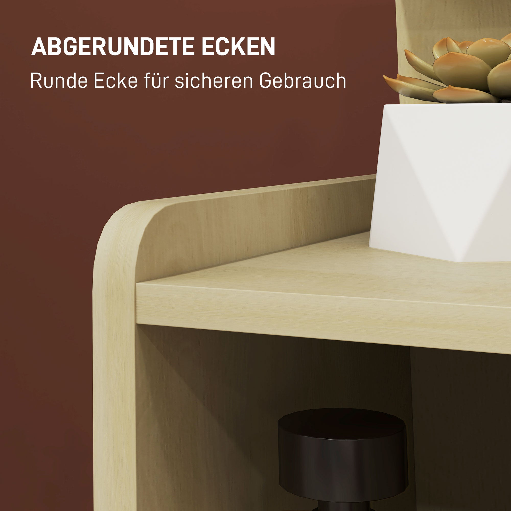 HOMCOM Nachttisch mit 2 Schubladen, offener Ablage, 40x30x60 cm, Holzdekor
