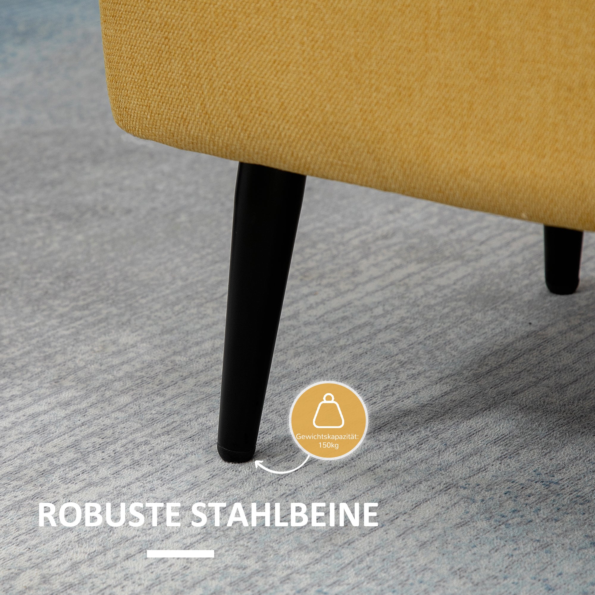 HOMCOM Sitzbank, Sitztruhe, Polsterbank, Leinenoptik, bis 150kg, 101x38,5x44,5 cm, Gelb