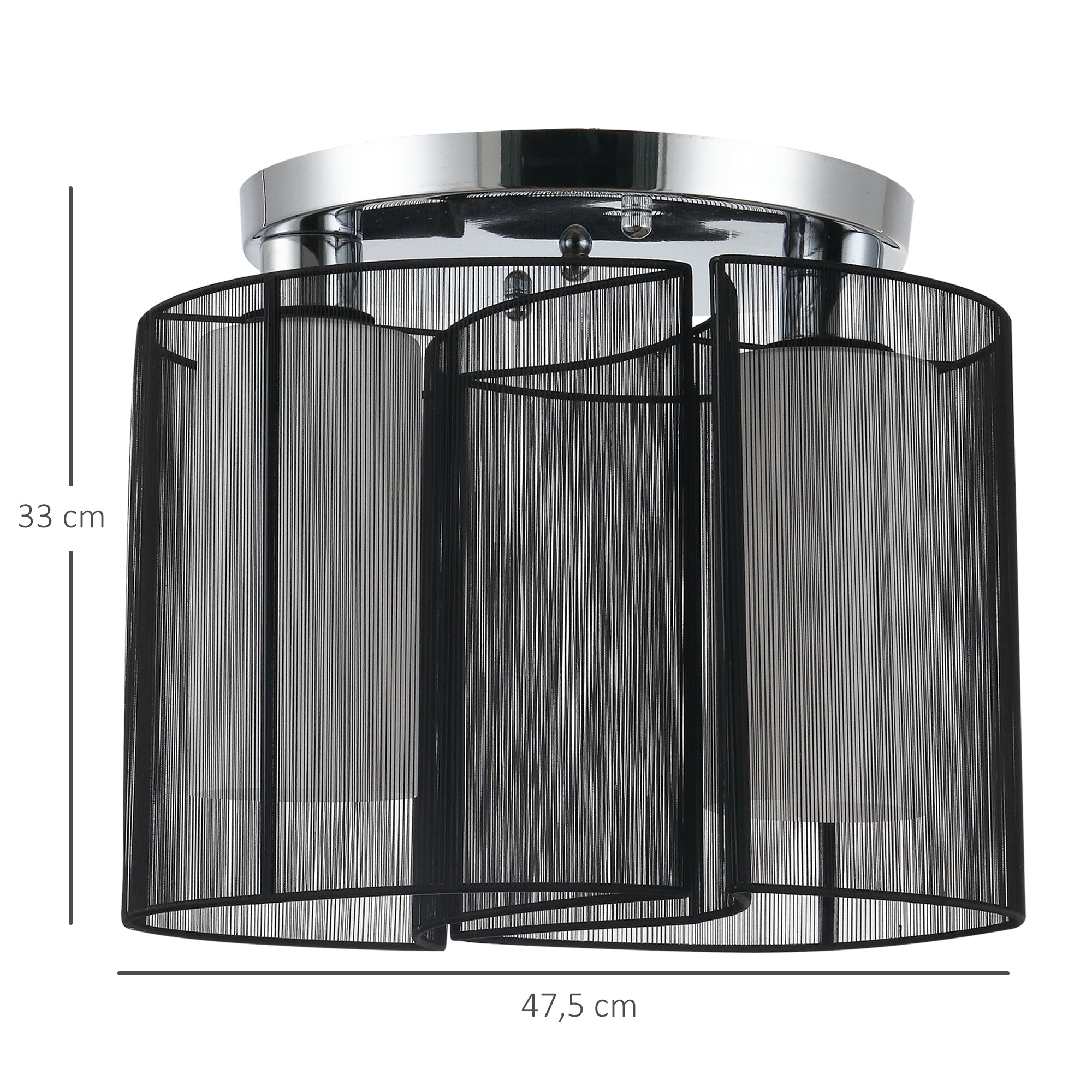 HOMCOM Deckenlampe Deckenleuchte 2-Flammig E27 Badlampe Modern Küchenlampe Lampe für Schlafzimmer, Badezimmer, Küche, Wohnzimmer Weiß Ø47,5 x 33 cm (Ohne Glühbirnen)