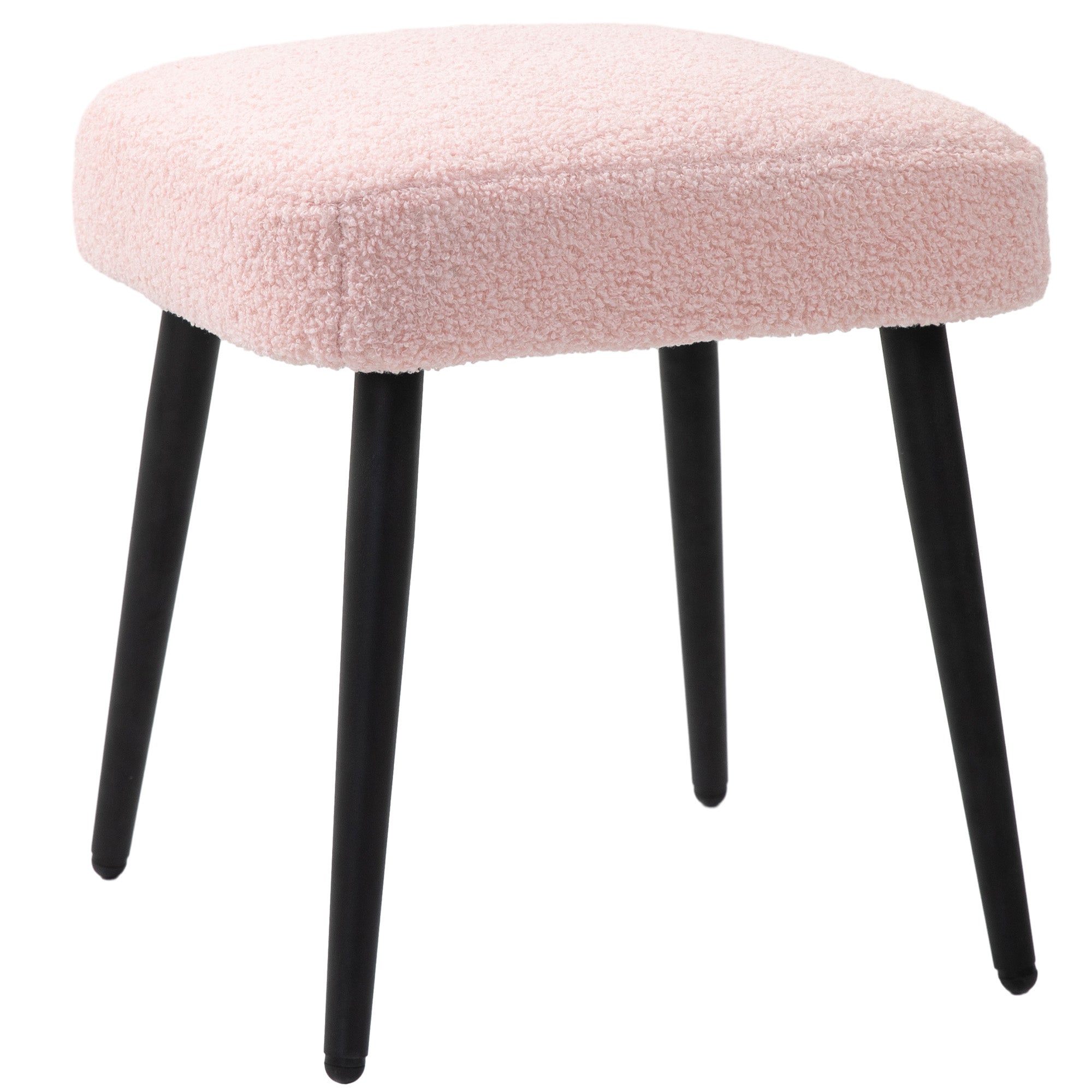 HOMCOM Hocker, Fußstütze, gepolsterter Sitz, Kaschmir-Optik, Stahlbeine, 42 x 42 x 47 cm, Rosa