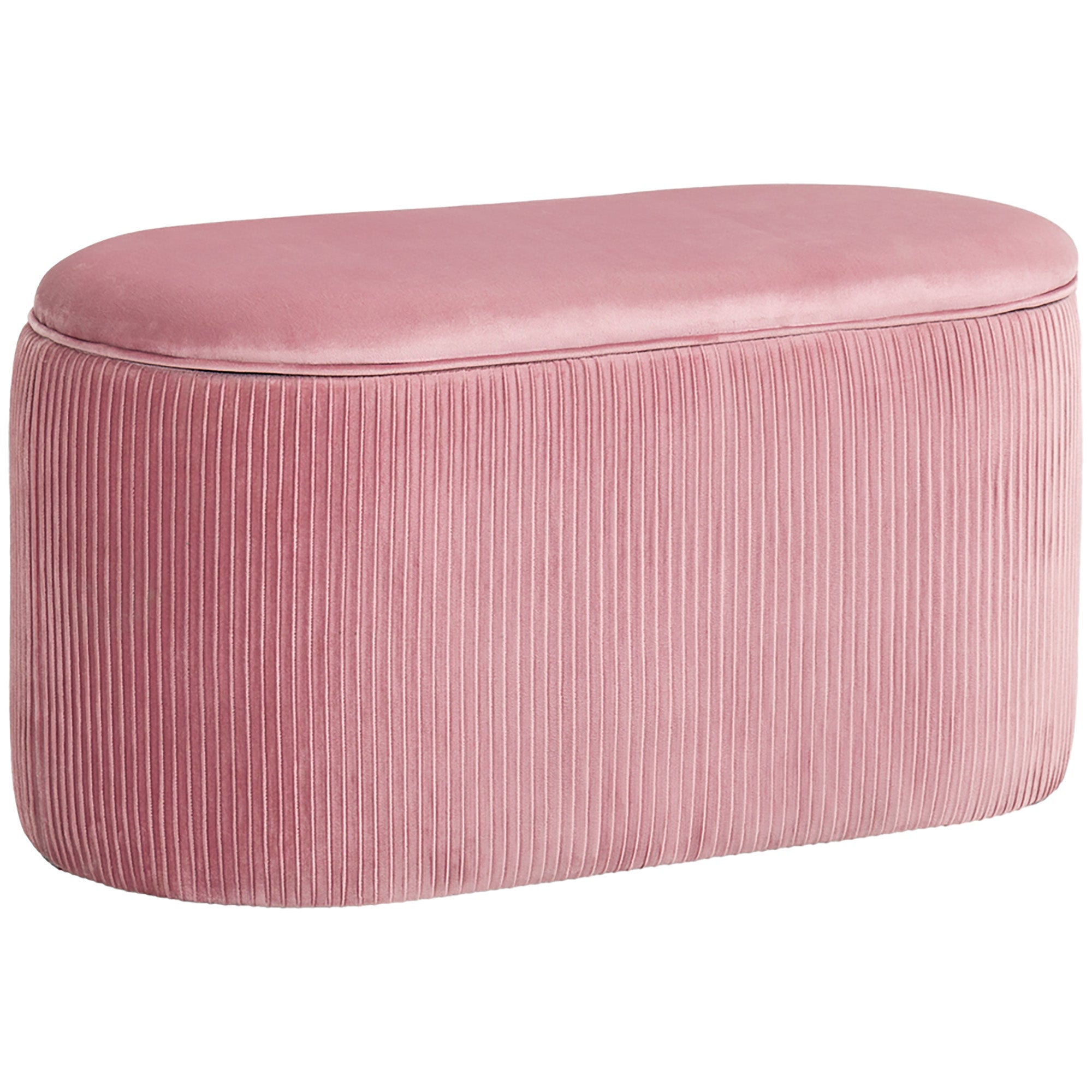HOMCOM Sitzbank Bank mit Stauraum Polsterbank Ottomane, Retrodesign, Samtoptik, 81 cm x 40 cm x 41 cm, Altrosa