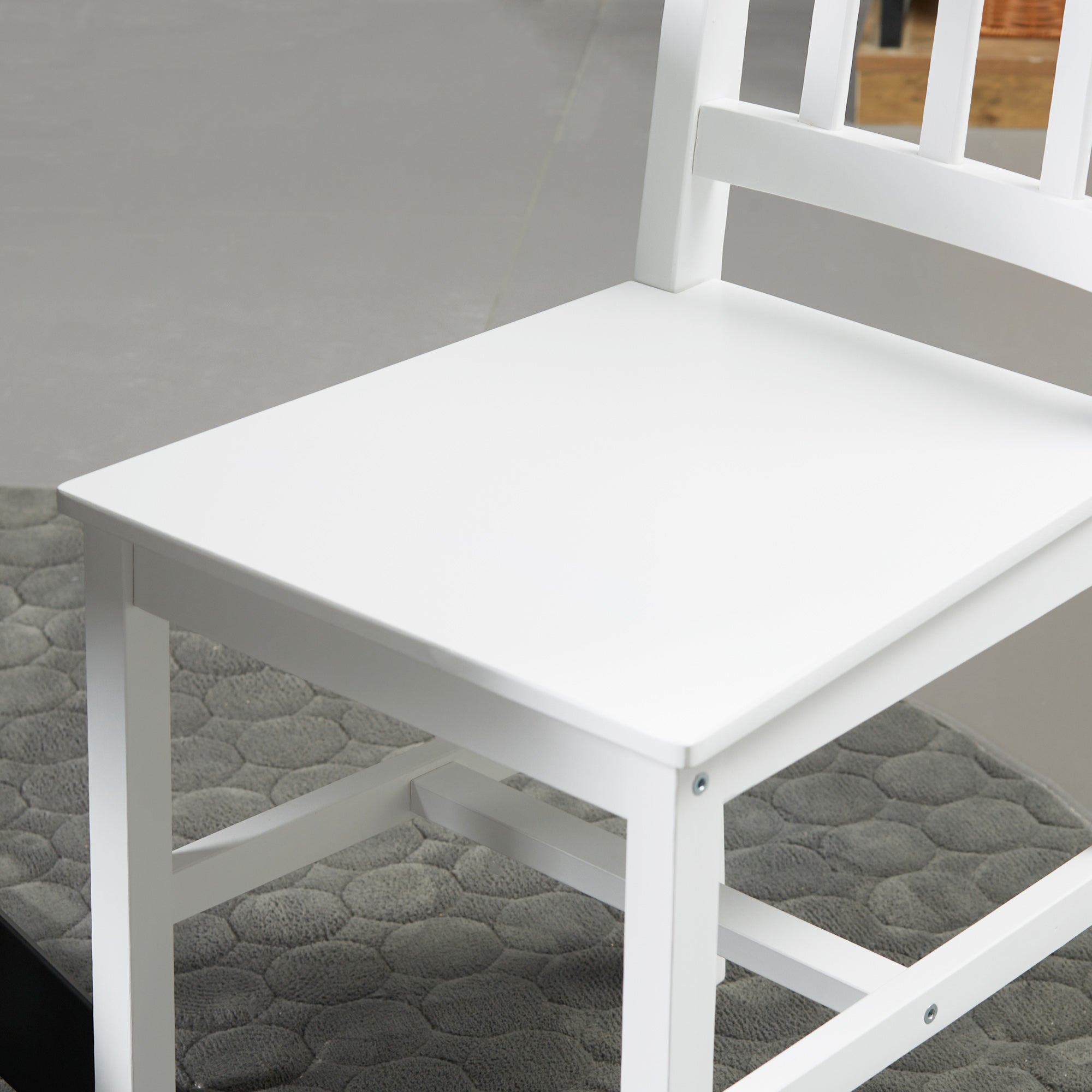 HOMCOM 4er-Set Esszimmerstühle Küchenstühle Stühle, Massivholz, 41 cm x 46,5 cm x 85,5 cm, Weiß