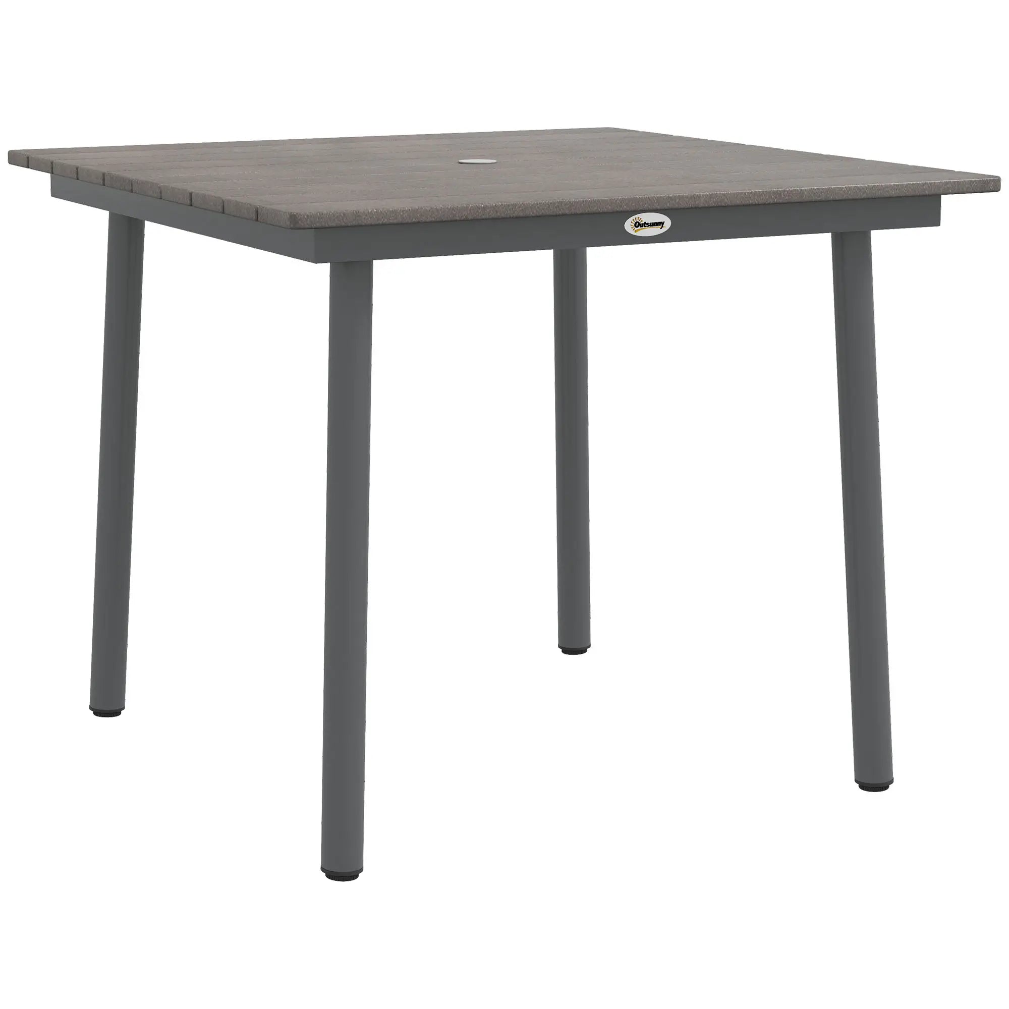 Outsunny Gartentisch Outdoor-Esstisch Loungetisch, wetterbeständig, modernes Design, 90 x 90 x 75 cm, Dunkelgrau