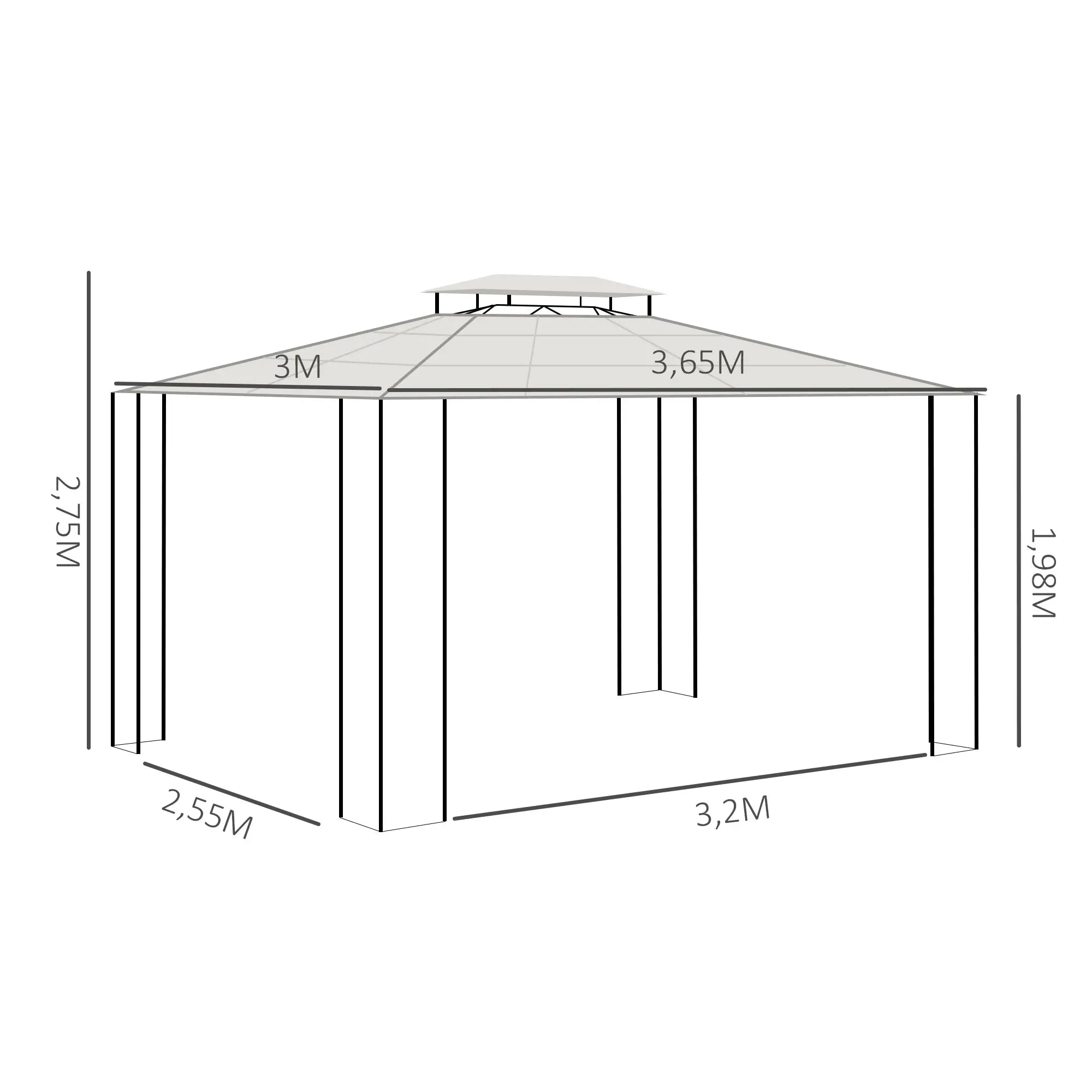 Outsunny Gartenpavillon Polycarbonat-Dach UV-Schutz Outdoor