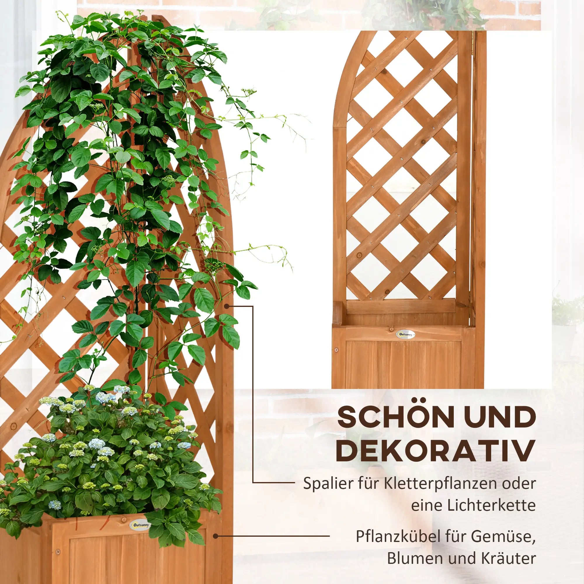 Outsunny Pflanzkasten mit Eckspalier Drainageöffnung Rankhilfe