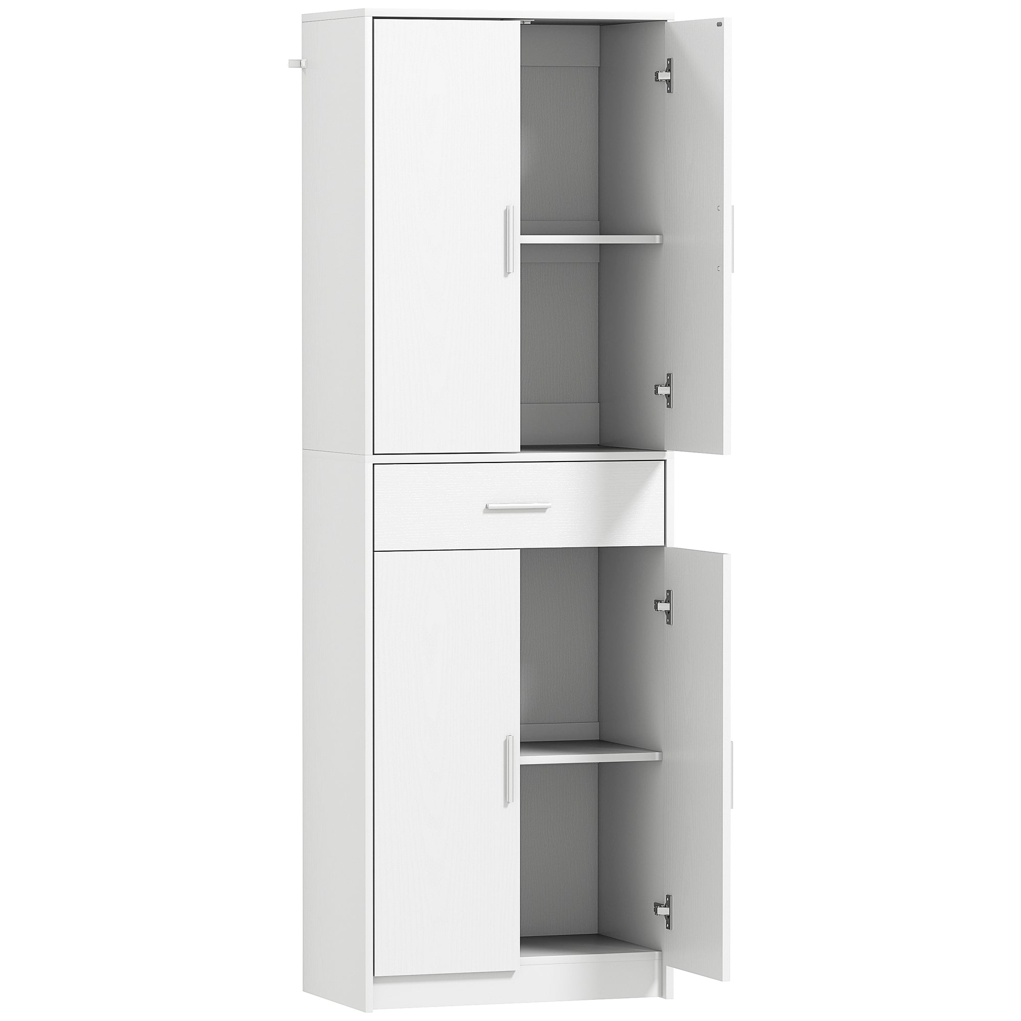 HOMCOM Küchenschrank, 3-stufig verstellbare Regale, Spanplatten, MDF, viel Stauraum, Weiß