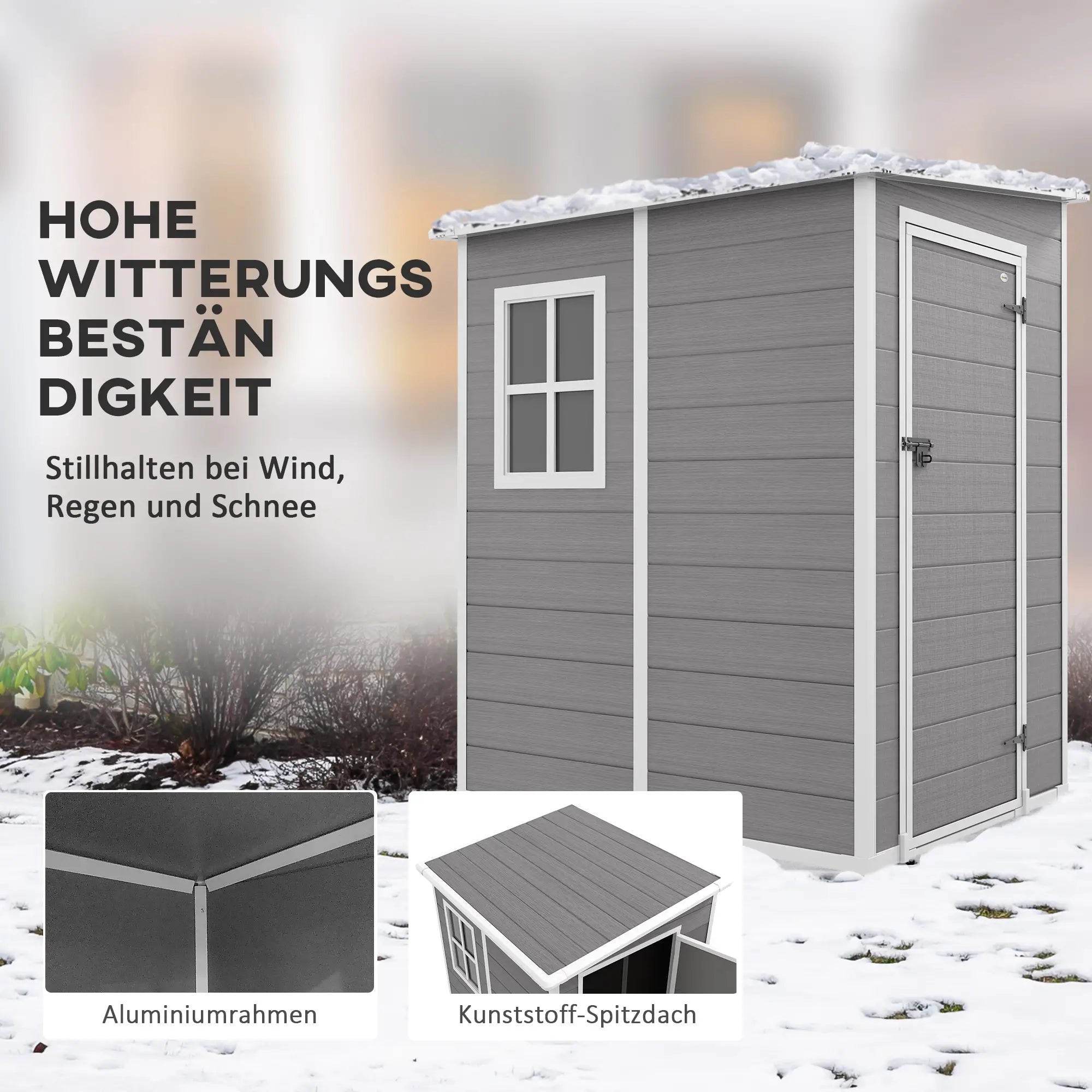 Outsunny Gerätehaus 1,54 m³ Grau mit Schloss