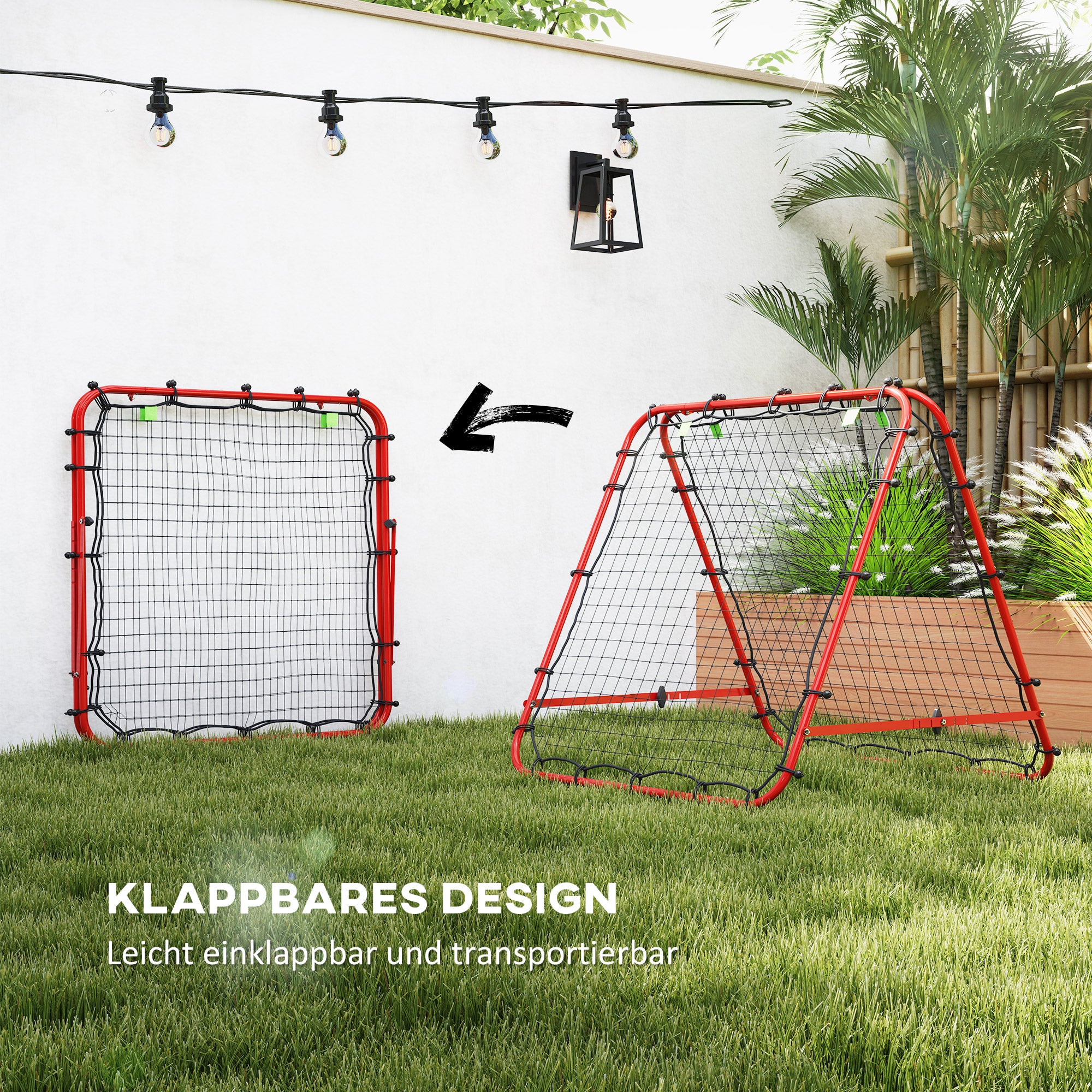 HOMCOM Fußballtor, verstellbar, klappbar, Metallrahmen, 100 x 95 cm, Rot