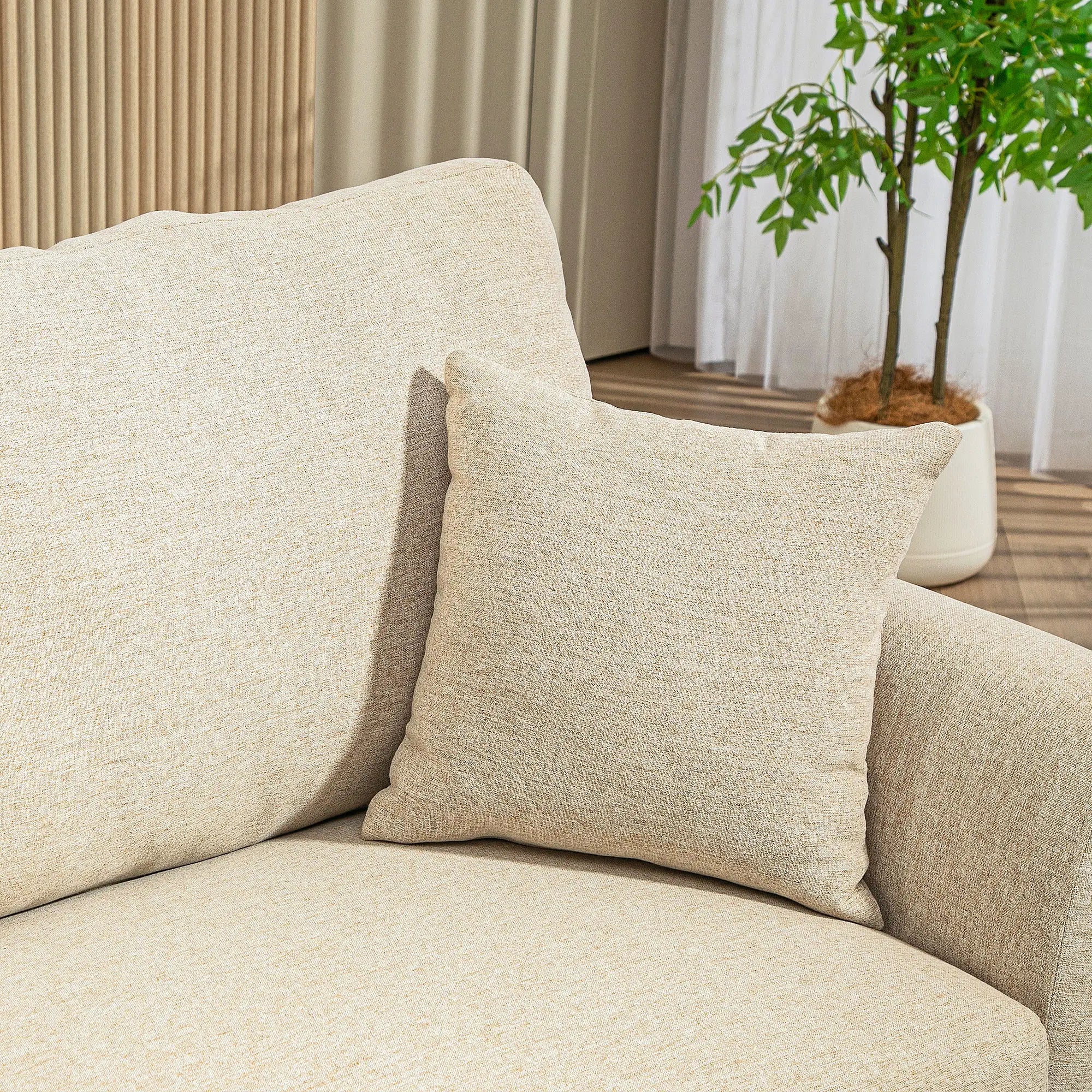HOMCOM 2-Sitzer Sofa bequeme Polsterung abnehmbare Kissen Beige
