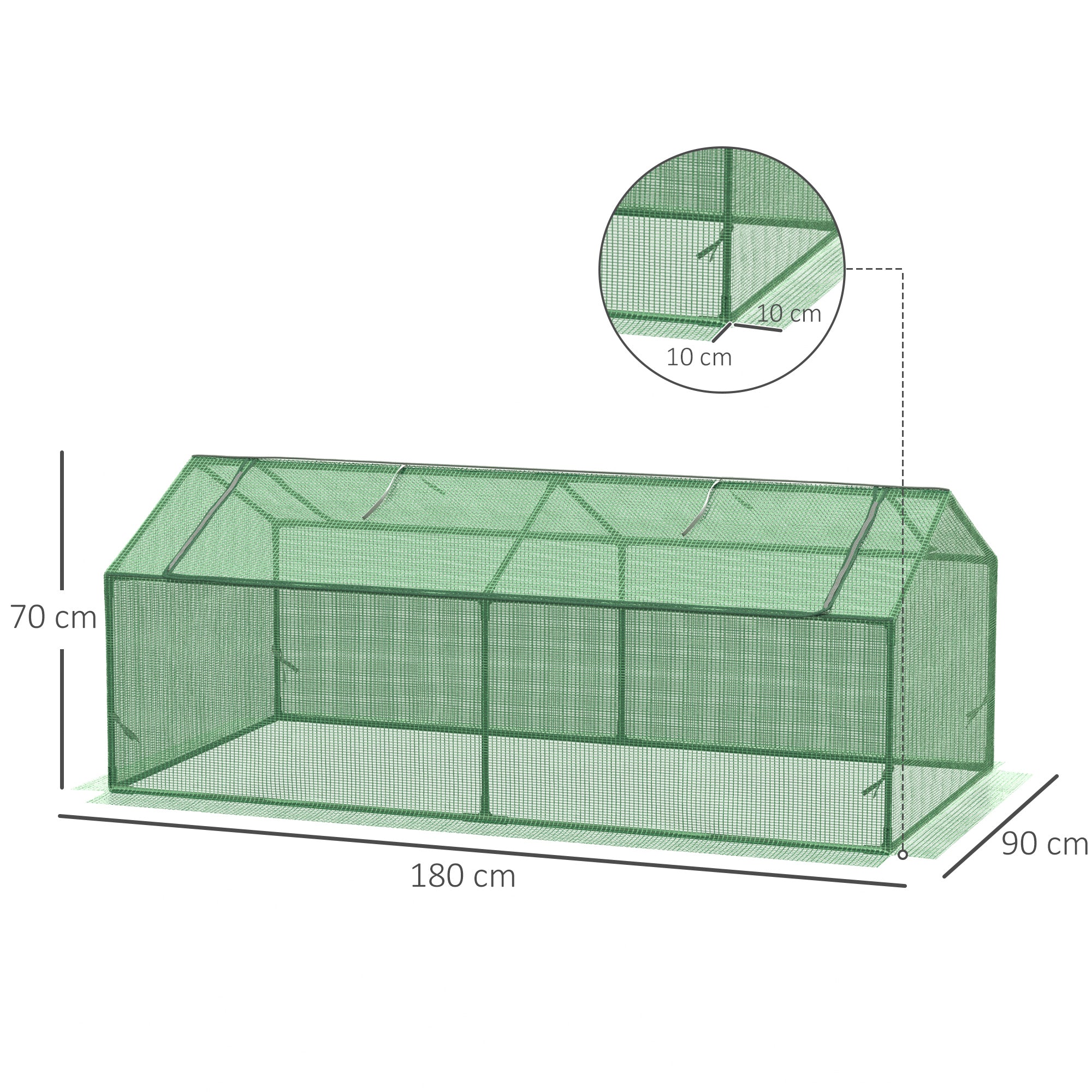 Outsunny Foliegewächshaus mit Fenster Treibhaus Tomatenhaus Frühbeet 180 x 90 x 70 cm Grün