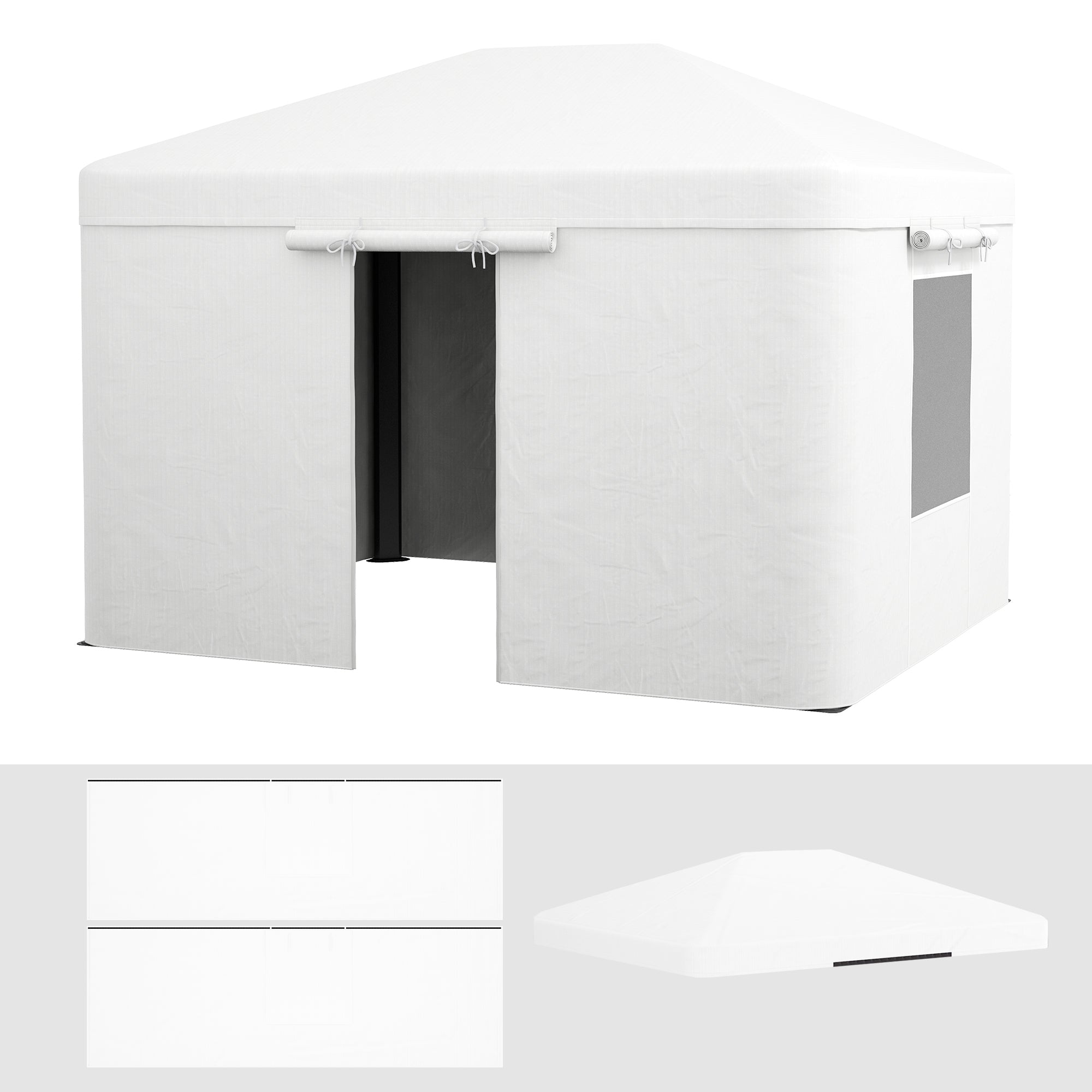 Ersatzdach-Set mit 2 Seitenwänden, Weiß, für Pavillon