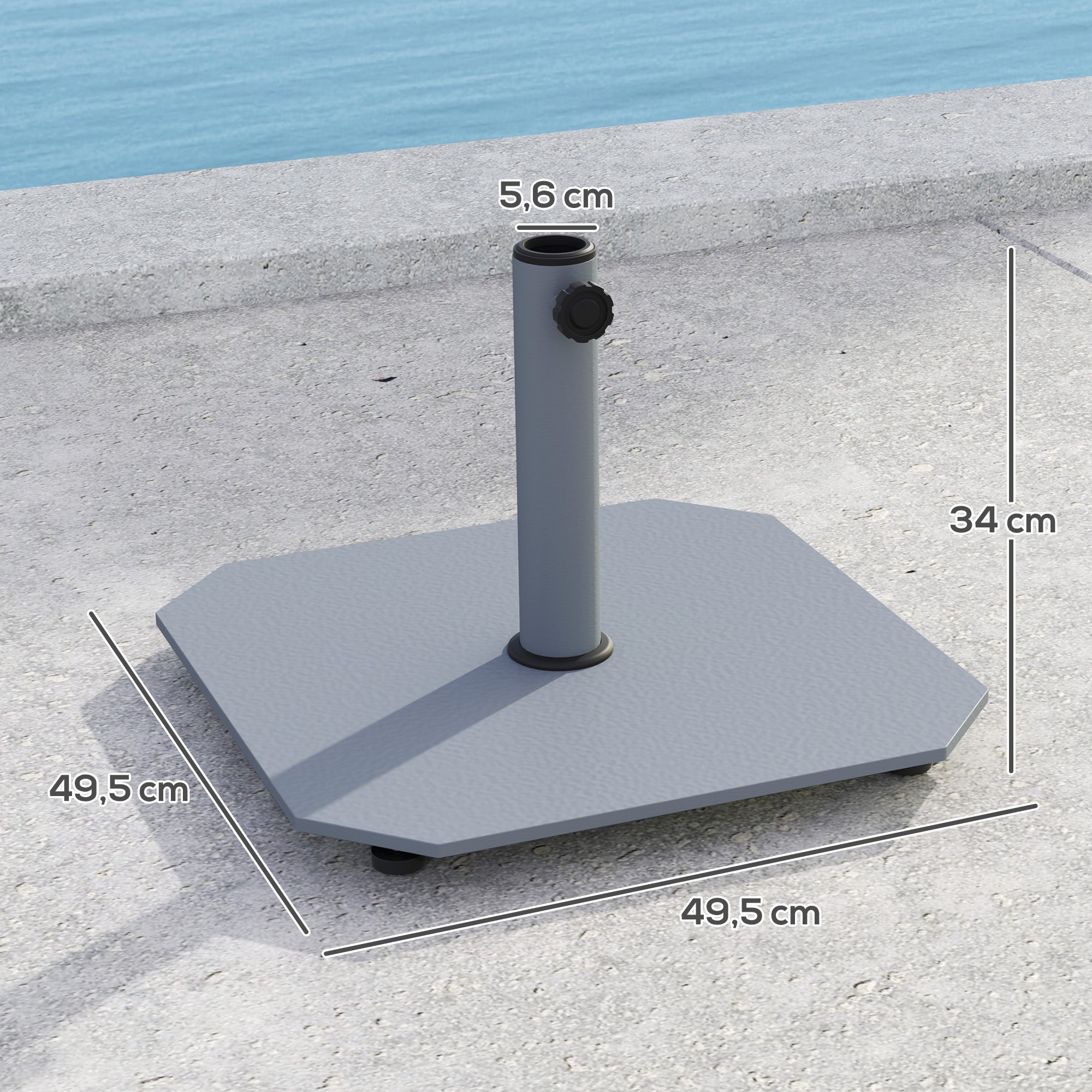 Outsunny Sonnenschirmständer aus Metall 18,5 kg Schirmständer, Quadratisch Schirmhalter für Sonnenschirm 32/38/48mm
