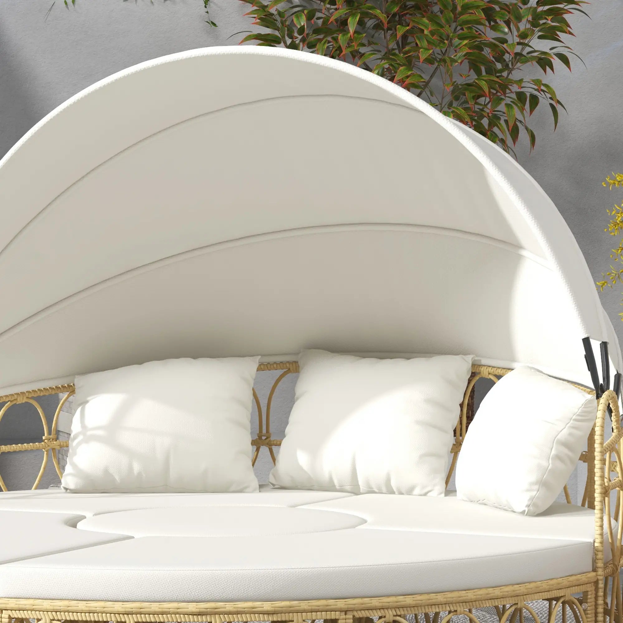 Outsunny Gartenmuschel Sonneninsel Set ausziehbares Dach Outdoor