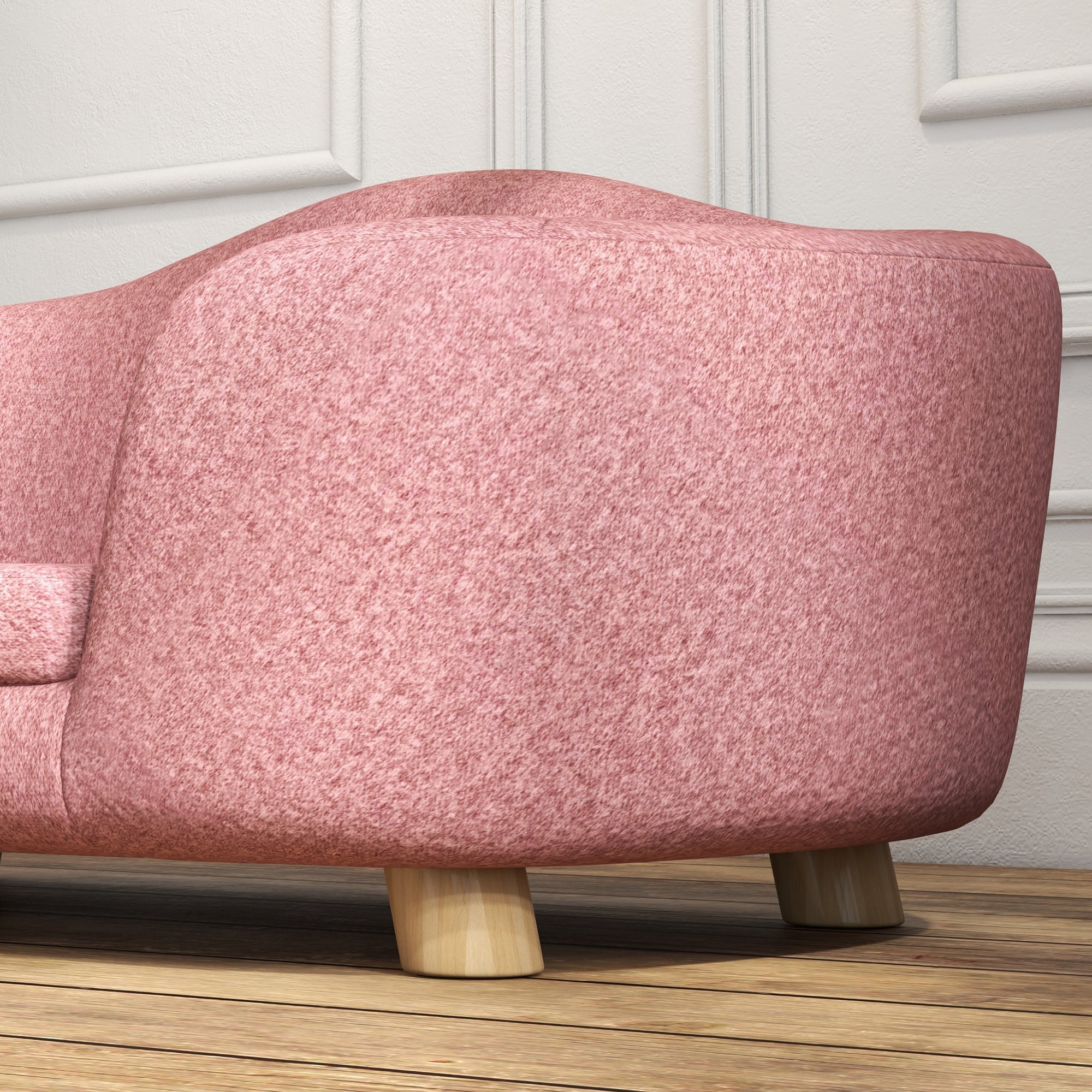 PawHut Haustiersofa Hundematte Hundebett Hundesofa Hundecouch Katzen Sofa mit Kissen Rückentasche Plüsch Schaumstoff Kiefernholz Rosa 70 x 47 x 30 cm