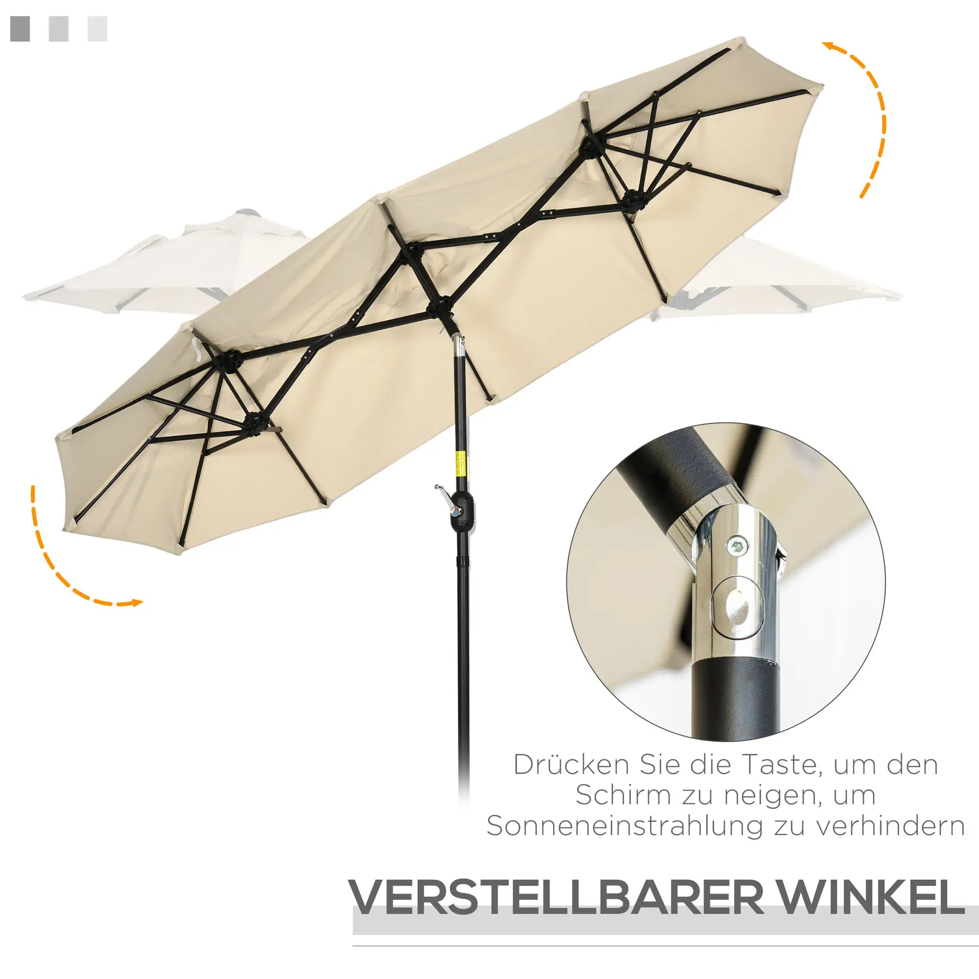 Outsunny Doppelsonnenschirm neigbar mit Kurbel Gartenschirm