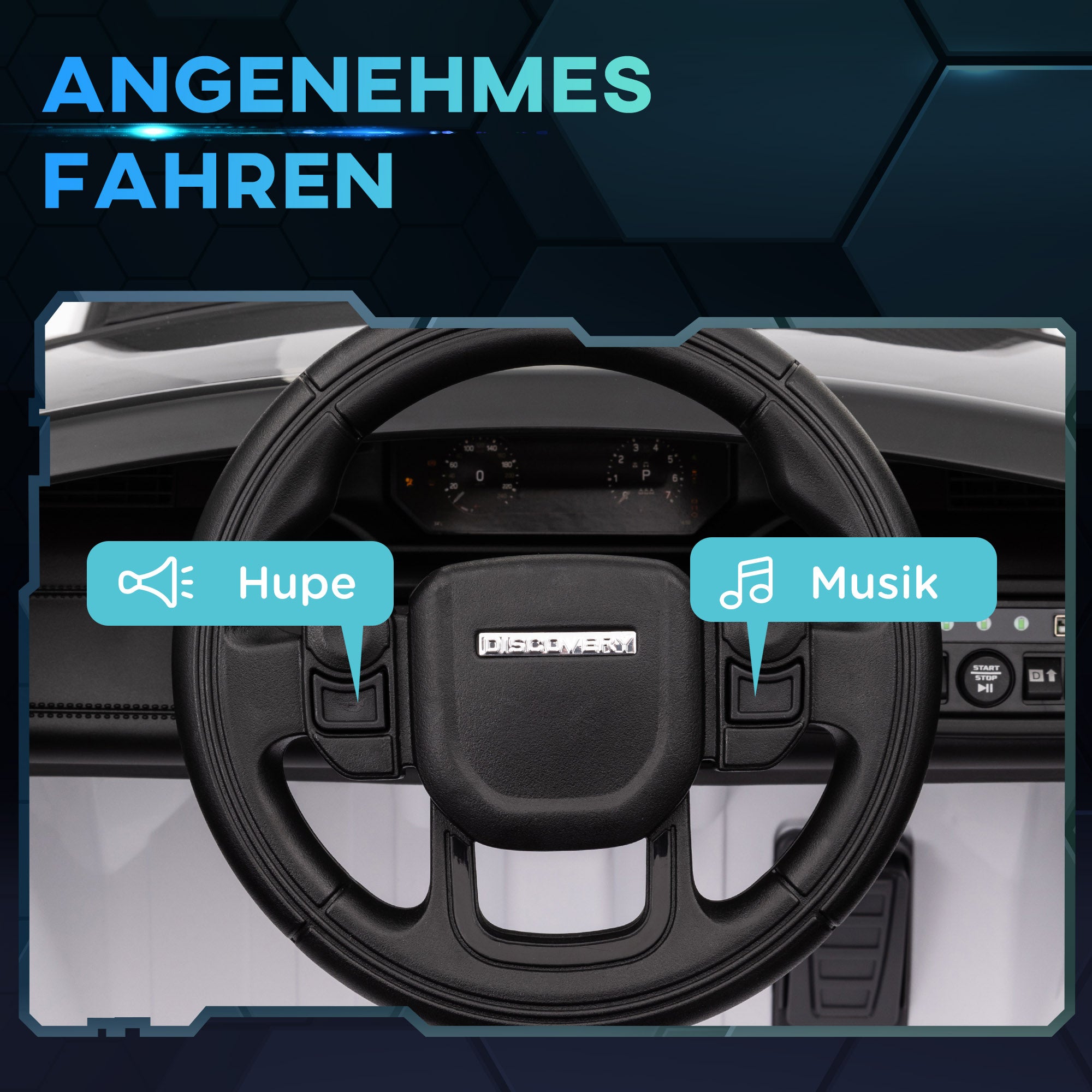 AIYAPLAY Kinder-Elektroauto, 12V Kinderfahrzeug mit Fernbedienung, LED-Lichtern, Musik und Hupe, 3-6 Jahre, Weiß