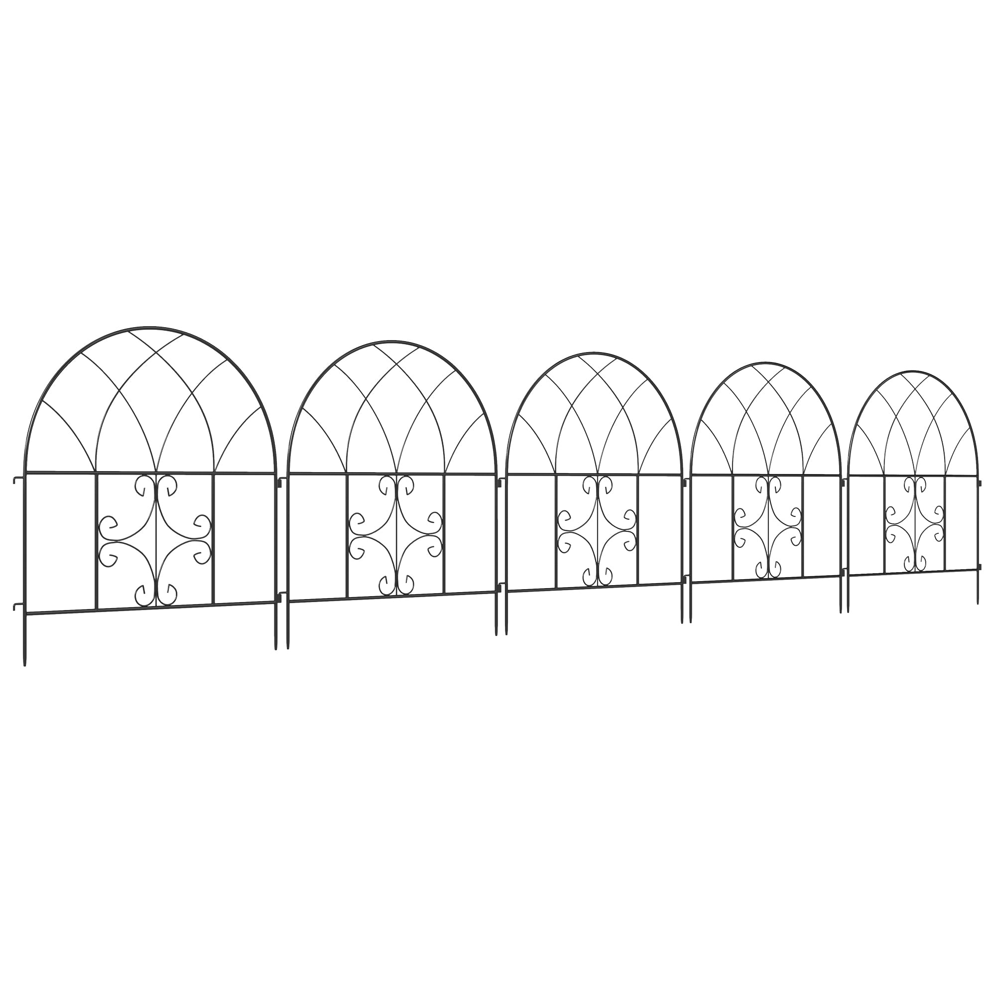 Outsunny Gartenzaun Zaun Stahl 300 cm x 70 cm hoch Dekorativer Gitterzaun Set Zaunelemente Schwarz
