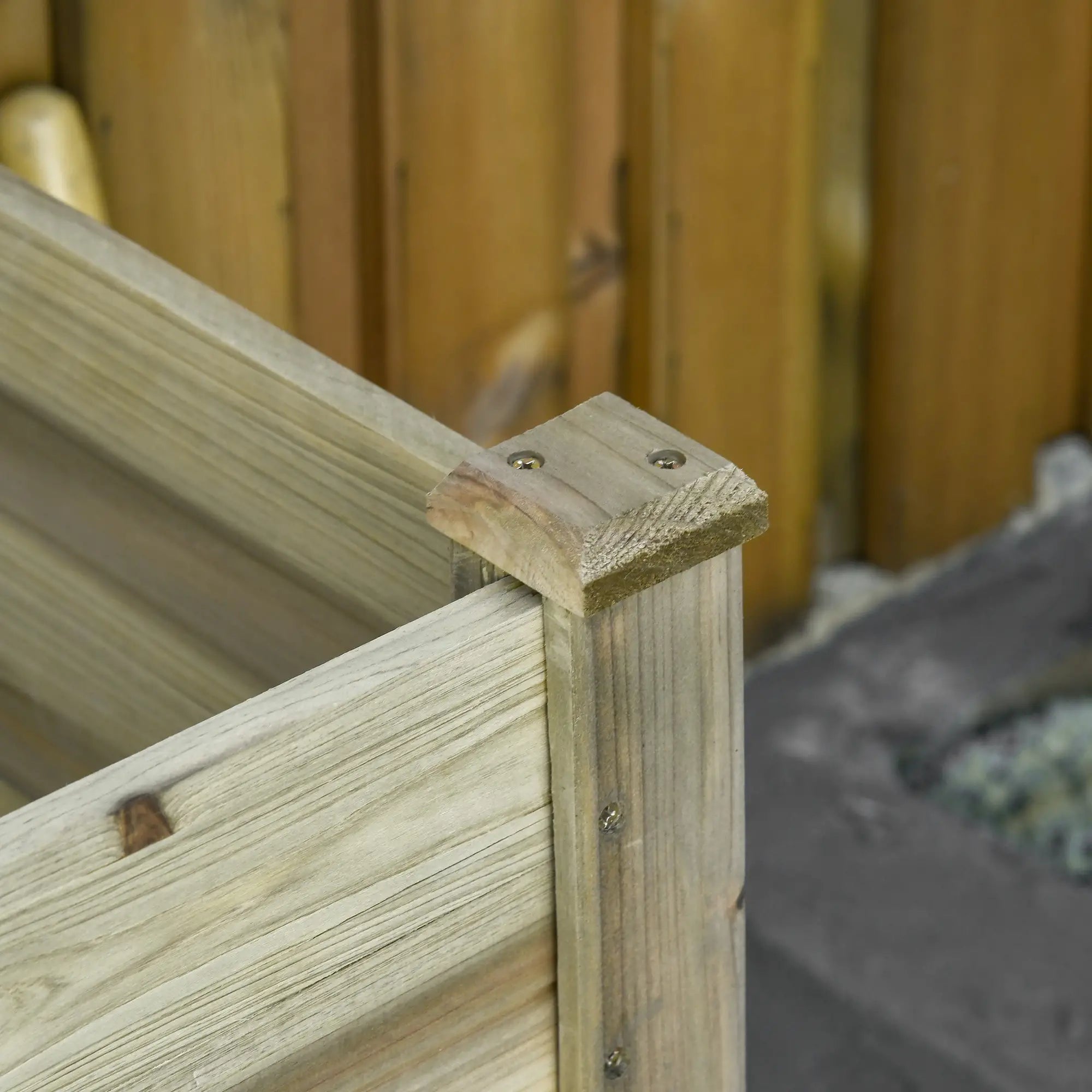 Outsunny Hochbeet, Erhöhter Pflanzkübel aus Holz mit unterem Regal, robuste Konstruktion, Ablauflöcher, 91L x 51B x 76H cm, Grün