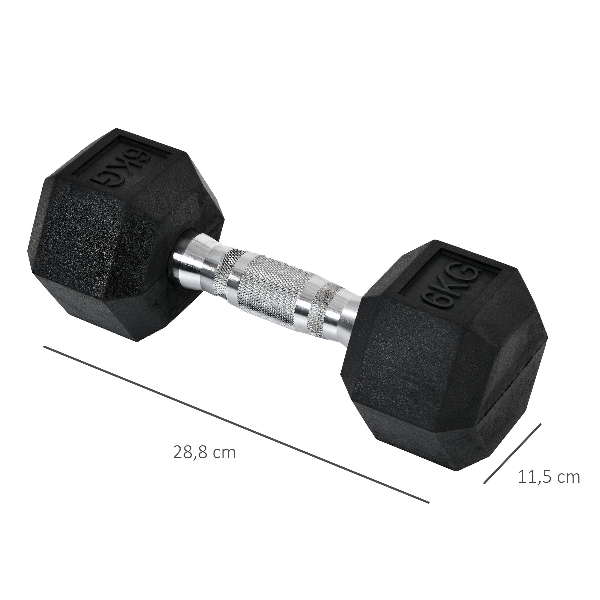 HOMCOM Hantelset, 2er Set Hanteln mit gerändeltem Griff, Kurzhantelset aus Gusseisen, 2 x 6 kg, Kurzhanteln für Männer und Frauen, Dumbbell Set für Zuhause, Fitnessstudio, Krafttraining