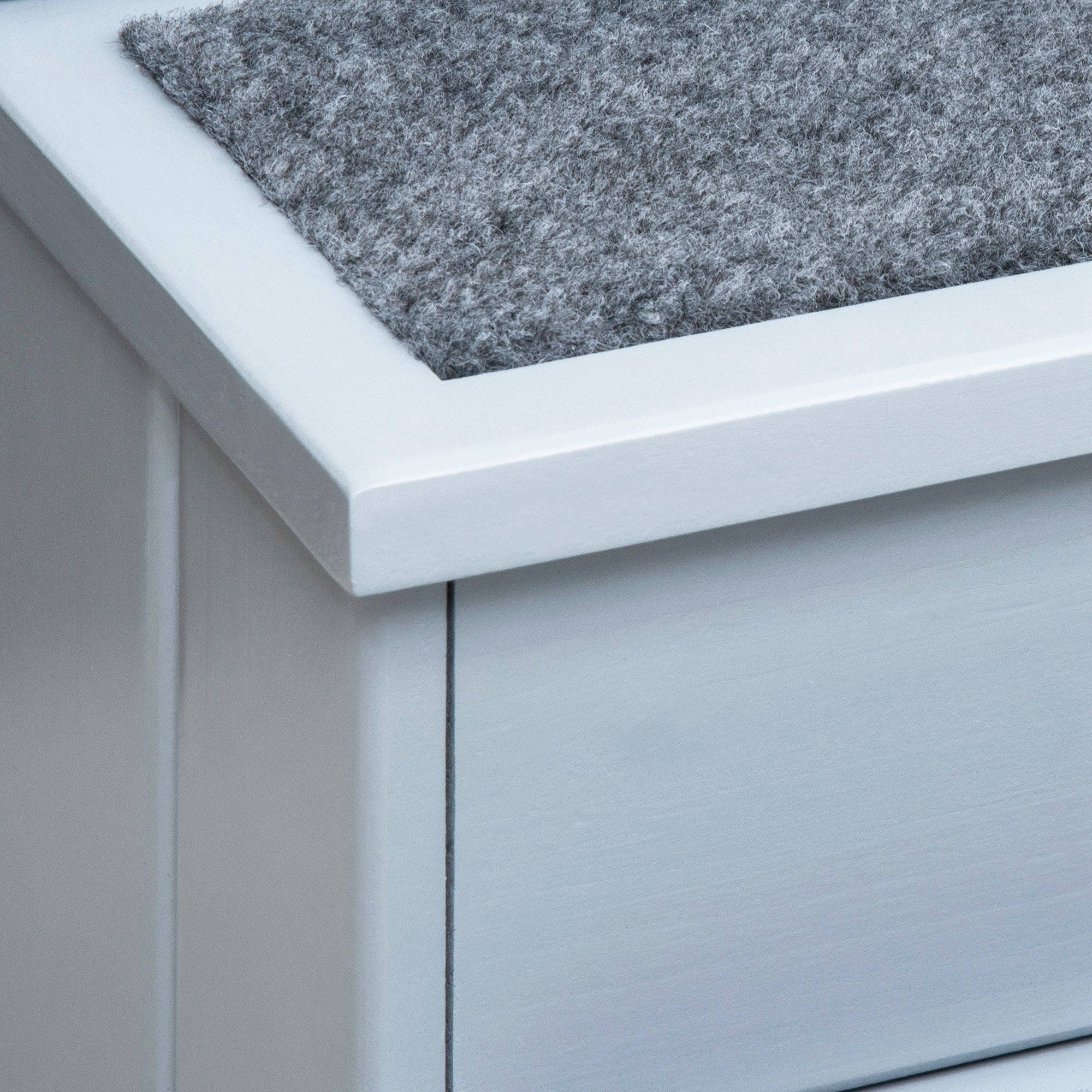 PawHut Hundetreppe 3 Stufen Katzentreppe Haustiertreppe Hundetreppe für Hunde und Katzen Tiertreppe Einstiegshilfe mit Teppich Stauraum für Sofa Bett Tannenholz Grau 40,5 x 44,5 x 38 cm