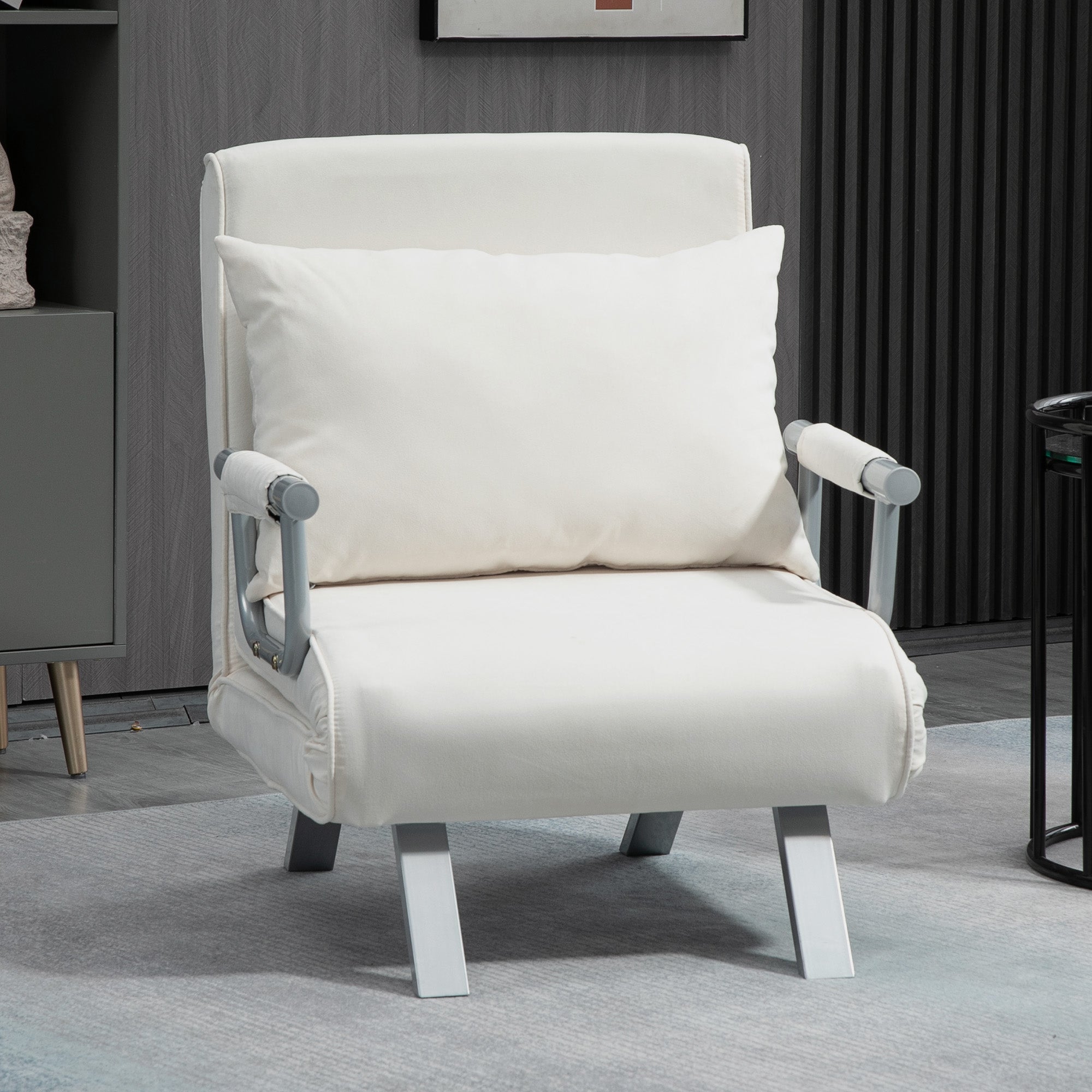 HOMCOM Schlafsessel Schlafsofa 5-fach verstellbar cremeweiß
