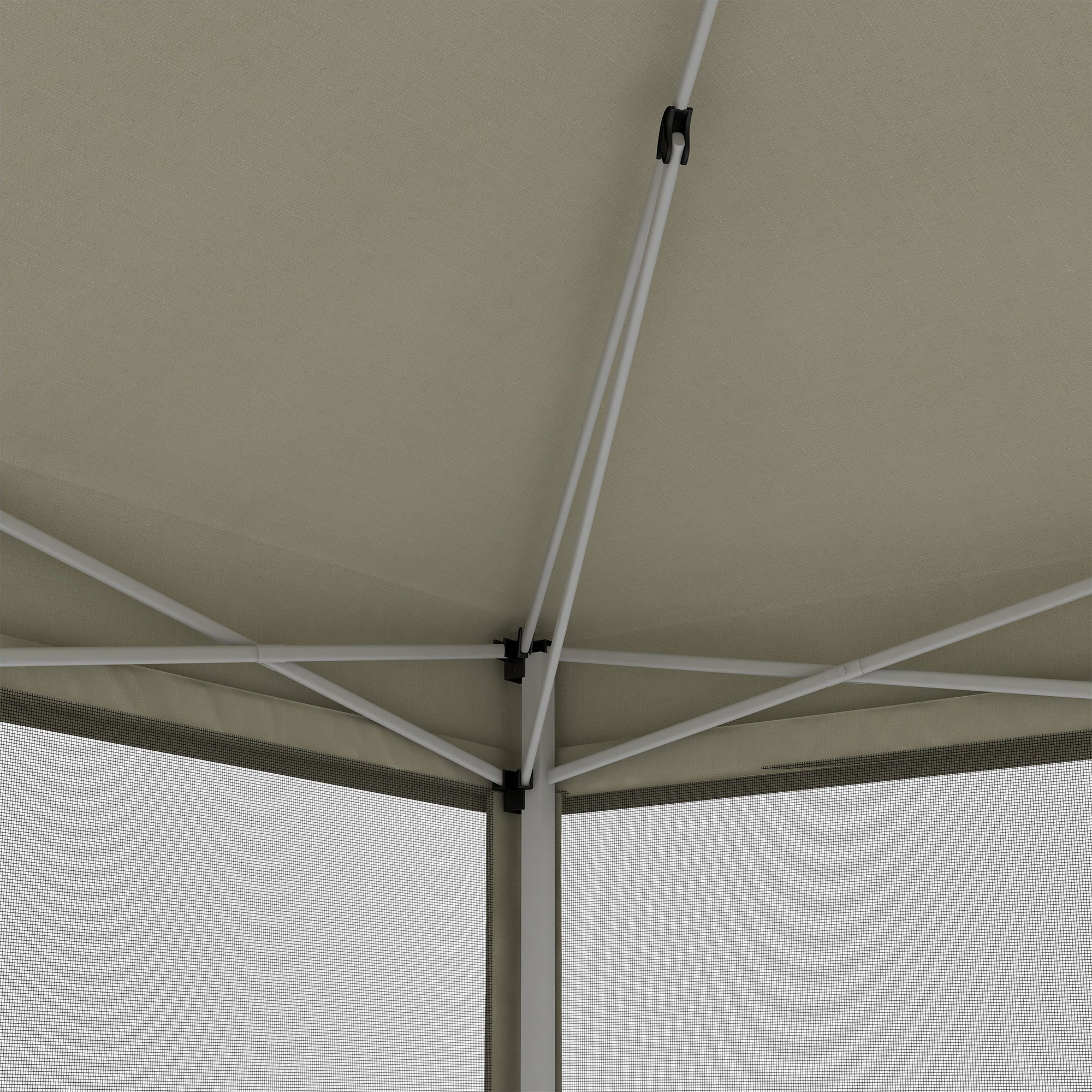 Outsunny Faltpavillon Pavillon Faltzelt mit Seitenwänden inkl. Tragetasche, Stahl+Oxford, Beige, 3x3x2,55m