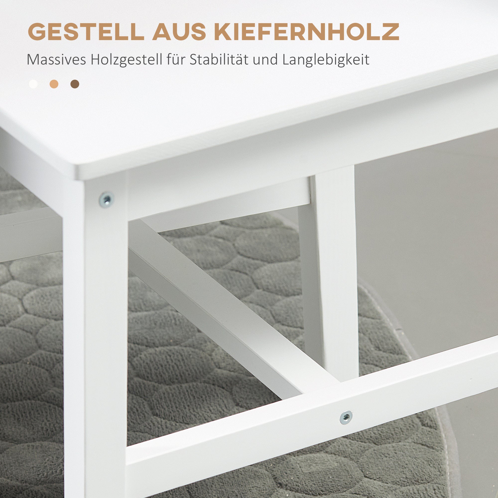 HOMCOM 4er-Set Esszimmerstühle Küchenstühle Stühle, Massivholz, 41 cm x 46,5 cm x 85,5 cm, Weiß