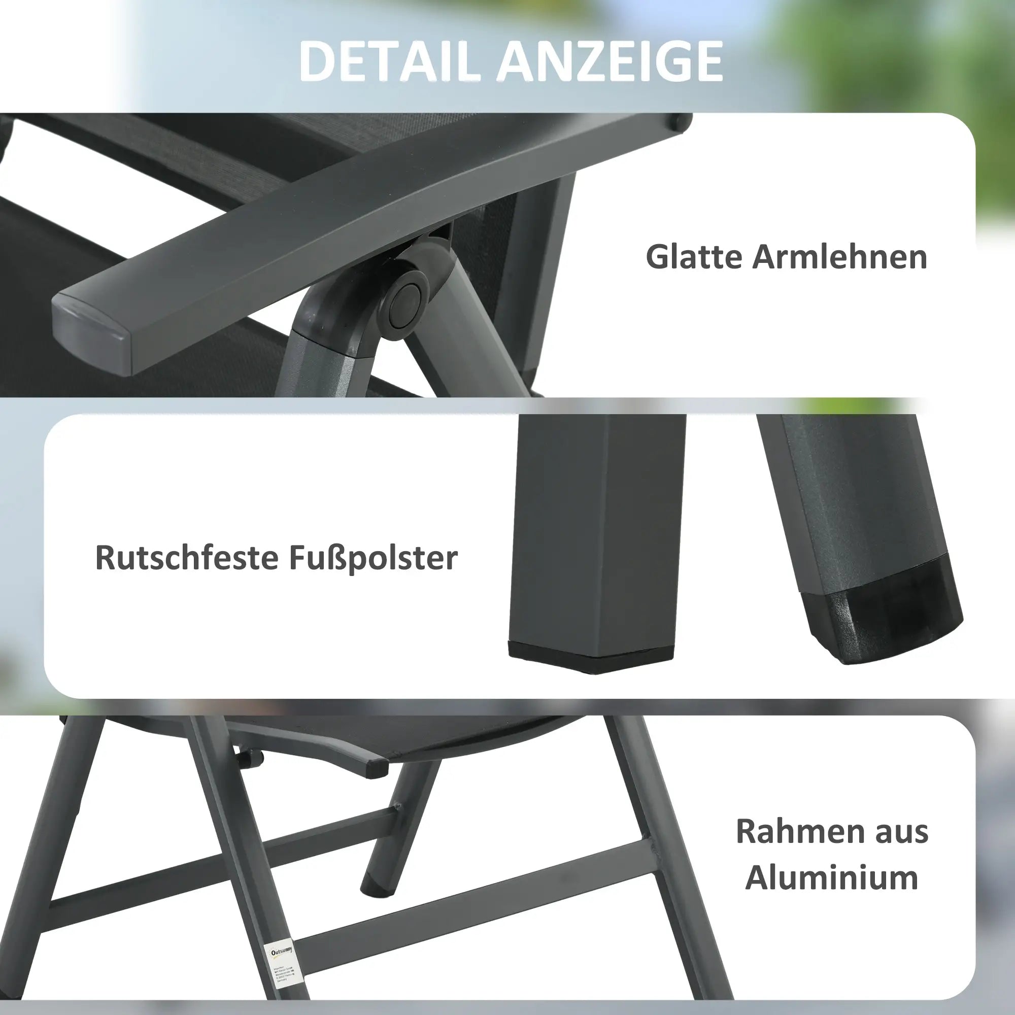 Outsunny Gartenmöbelset 5-tlg. klappbar verstellbar Aluminium
