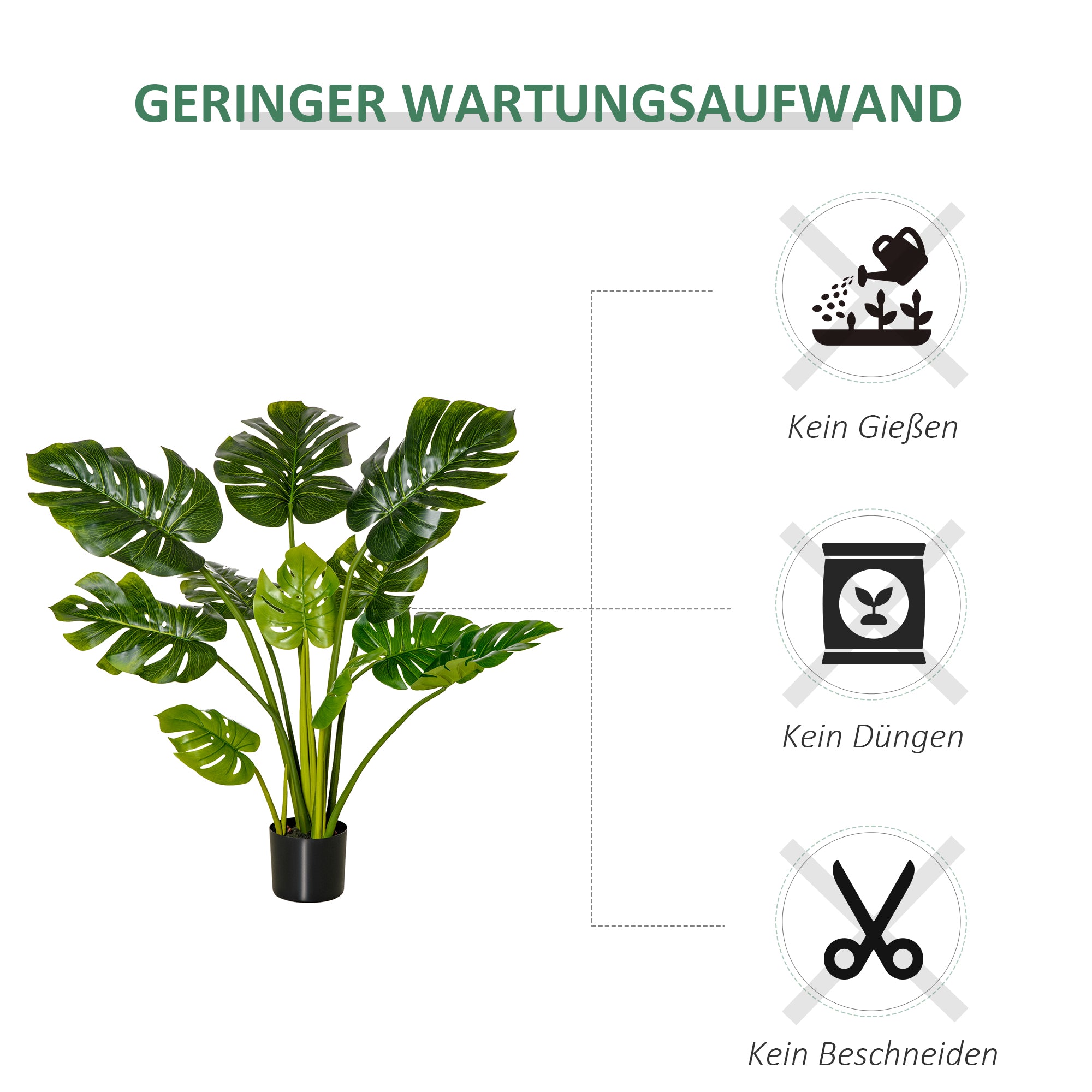 HOMCOM künstliche Pflanzen 110 cm künstlicher Monstera Kunstpflanzen im Topf Kunstbaum Zimmerpflanze Dekopflanze Büropflanze Kunststofftopf für drinnen und draußen