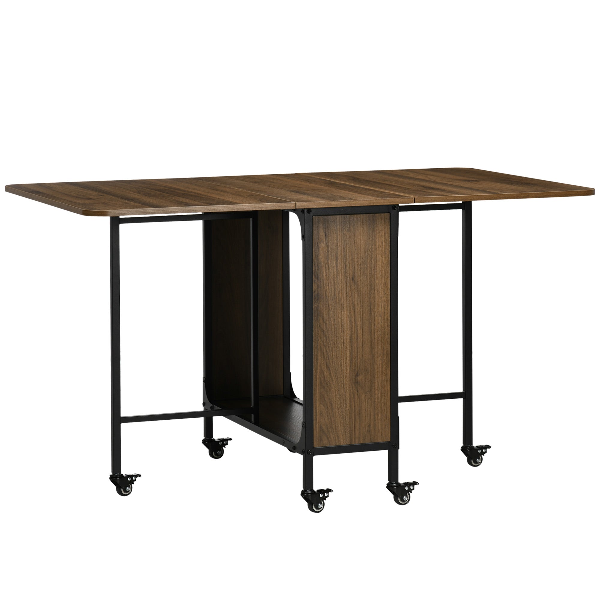 HOMCOM Mobiler Klapptisch Klapptisch, 2 klappbare Flächen, 130 cm x 80 cm x 74 cm, Braun