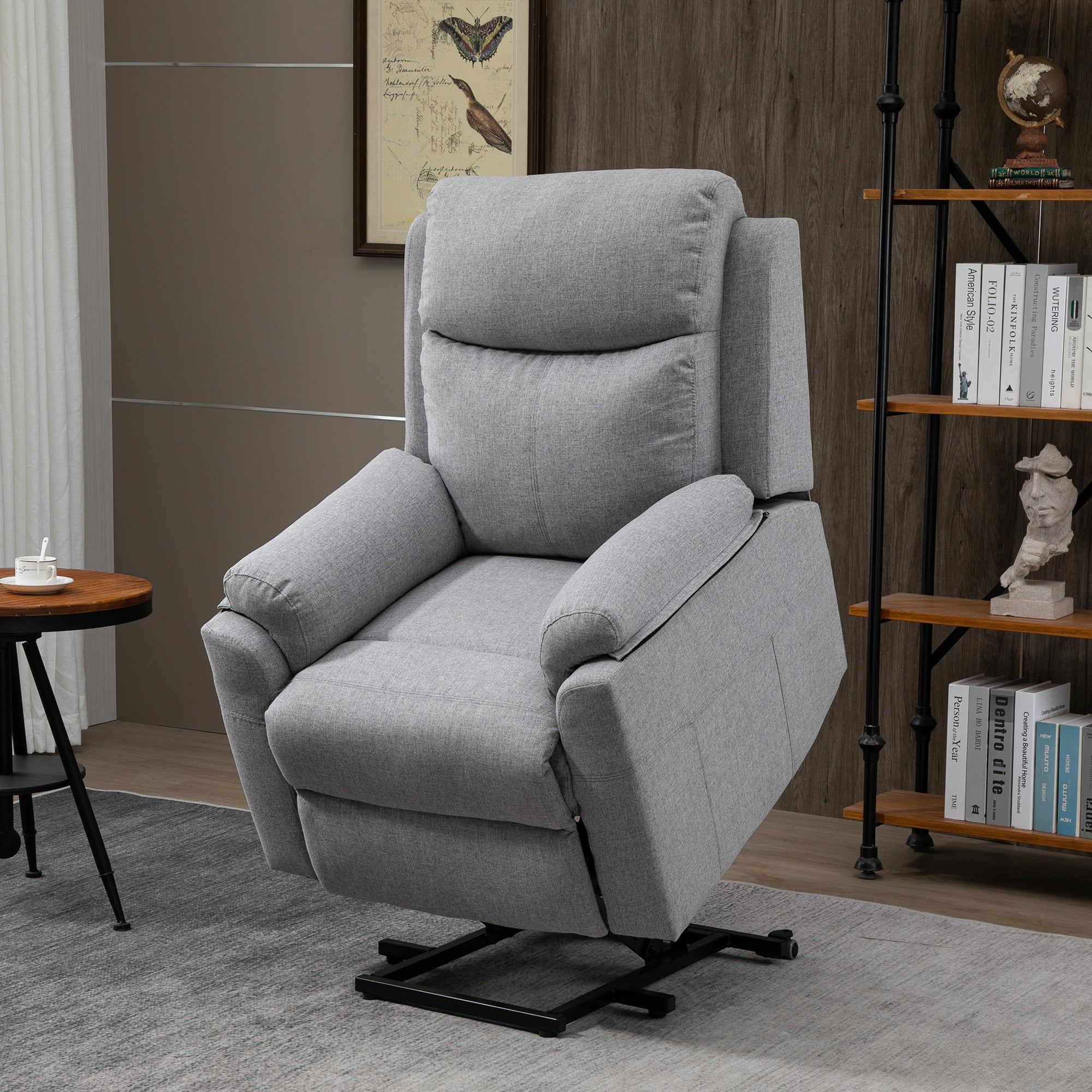 HOMCOM Relaxsessel mit Aufstehhilfe, elektrisch, Liegefunktion, Fernbedienung, Taschenfederkern, bis 120 kg, Grau