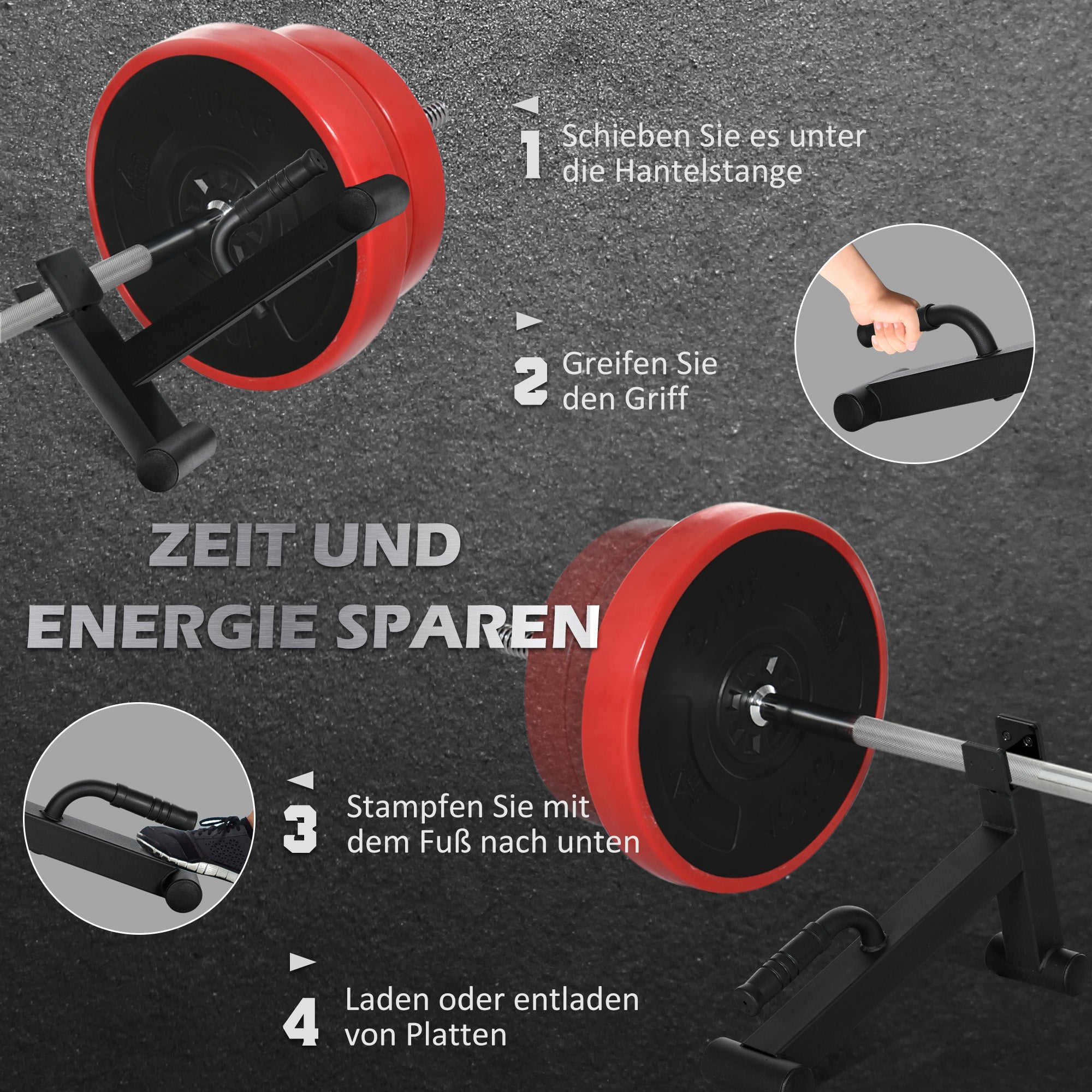 SPORTNOW Barbell Jack Deadlift Jack mit rutschfestem Griff Kreuzheben Langhantelheber 50 x 12 x 33 cm Schwarz