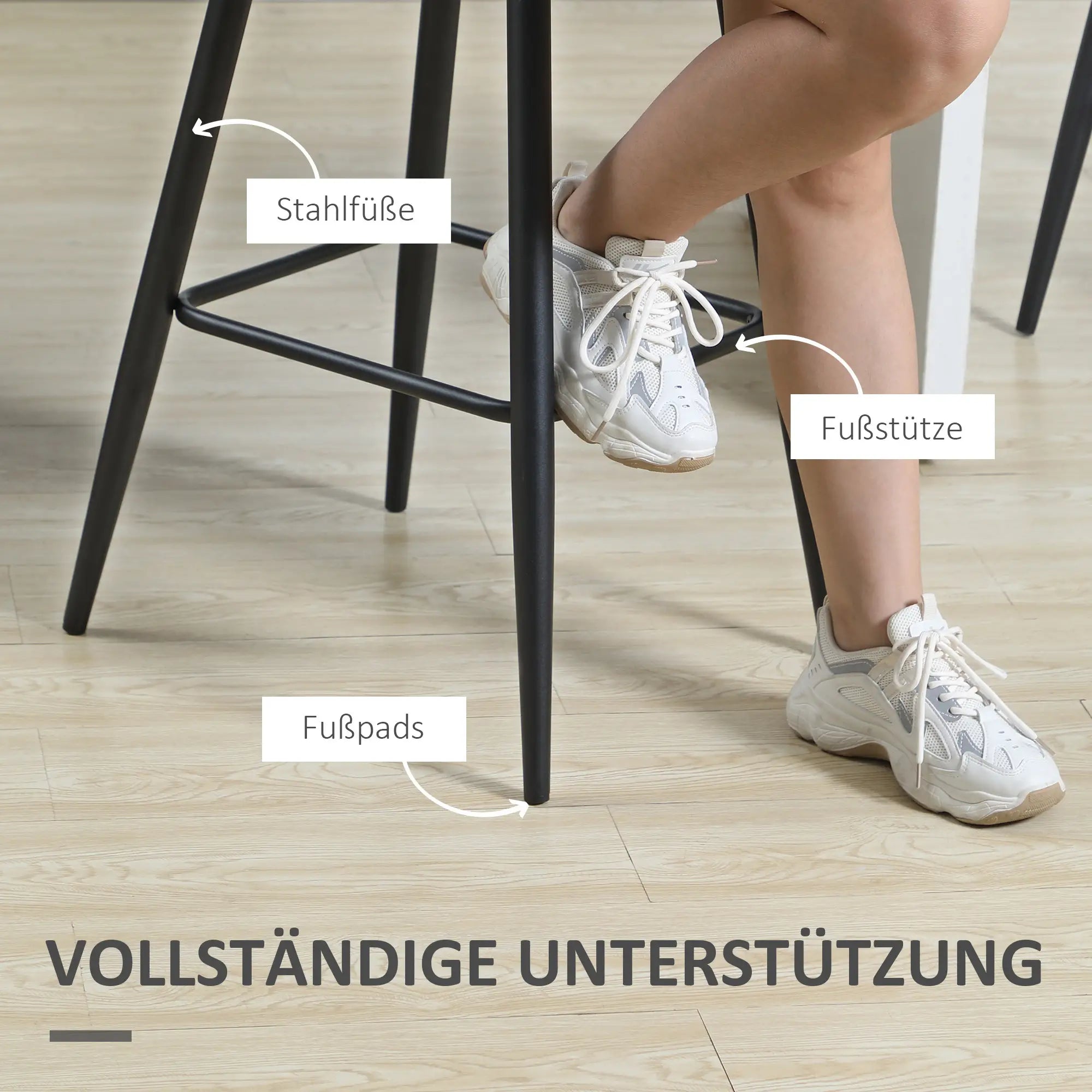 HOMCOM Barhocker 2er-Set mit Rückenlehne & Samtbezug